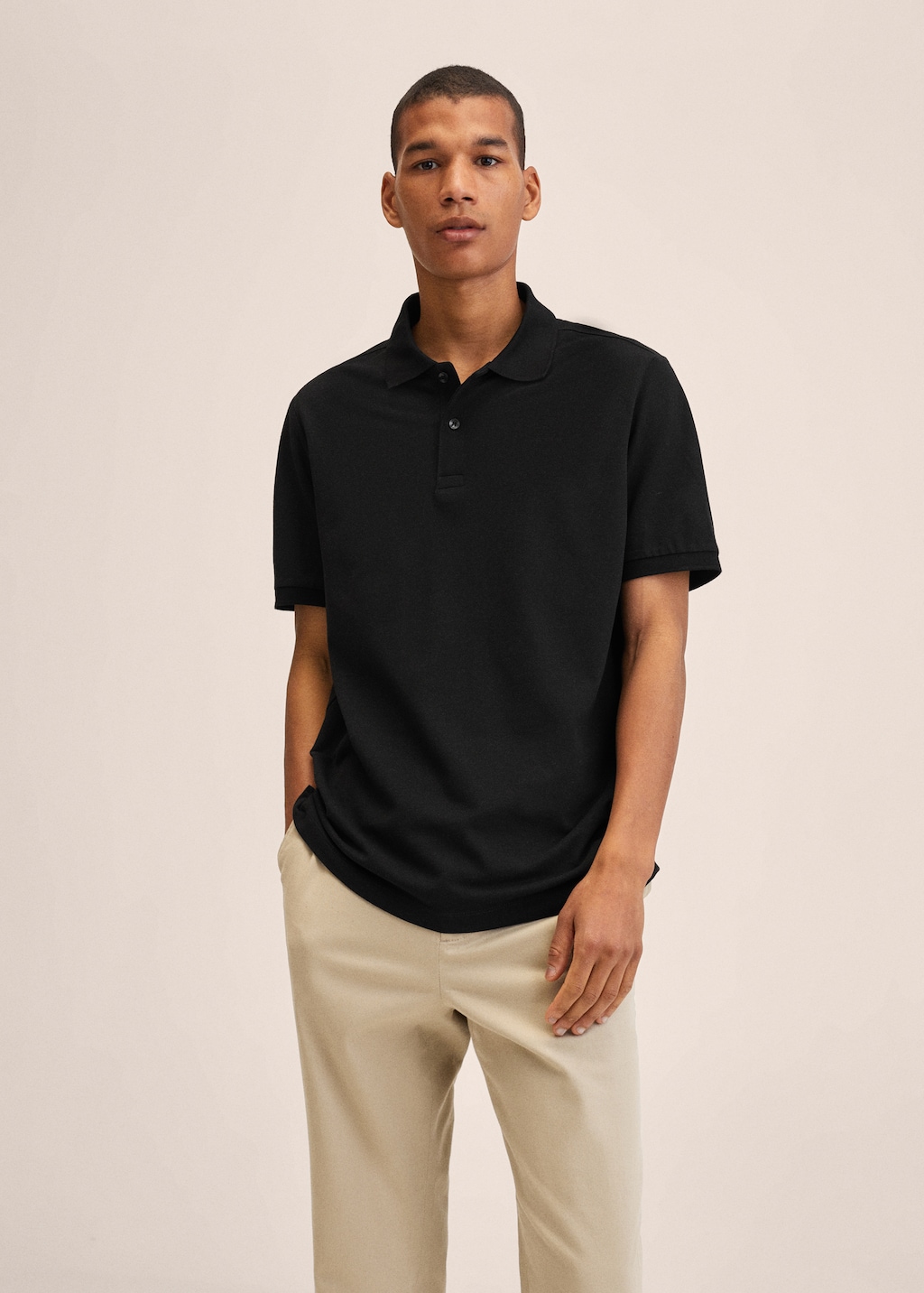 Technical cotton piqué polo shirt - Medium plane