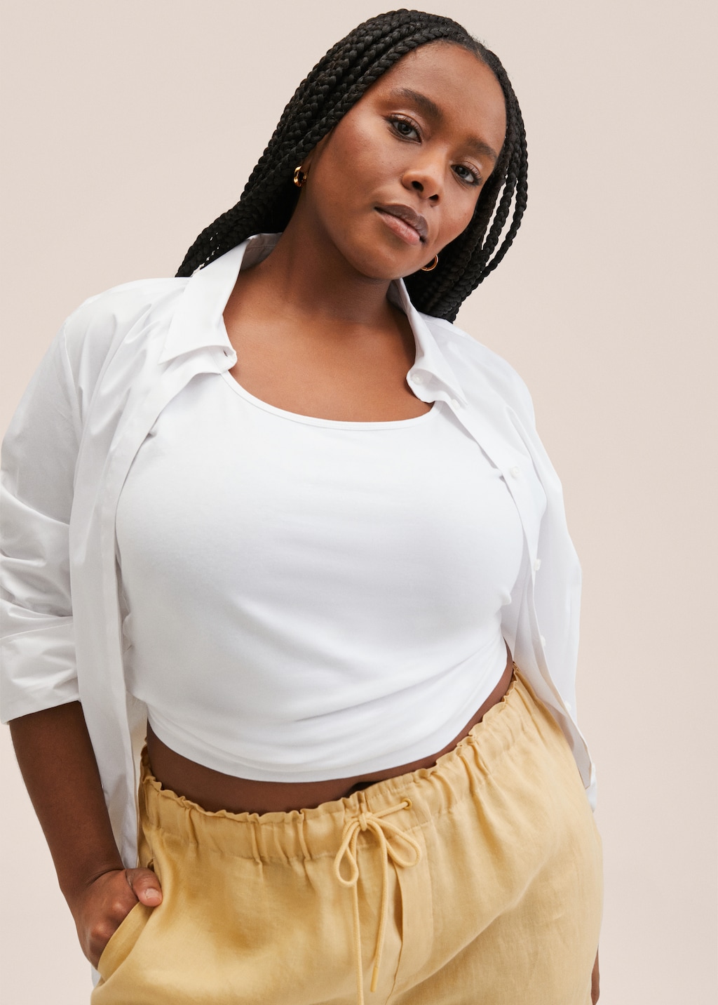 Plus size linen shops trousers