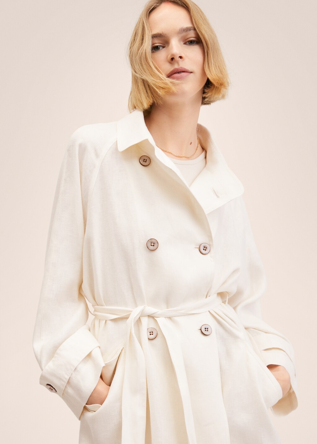 100% linen trench coat - Details of the article 1