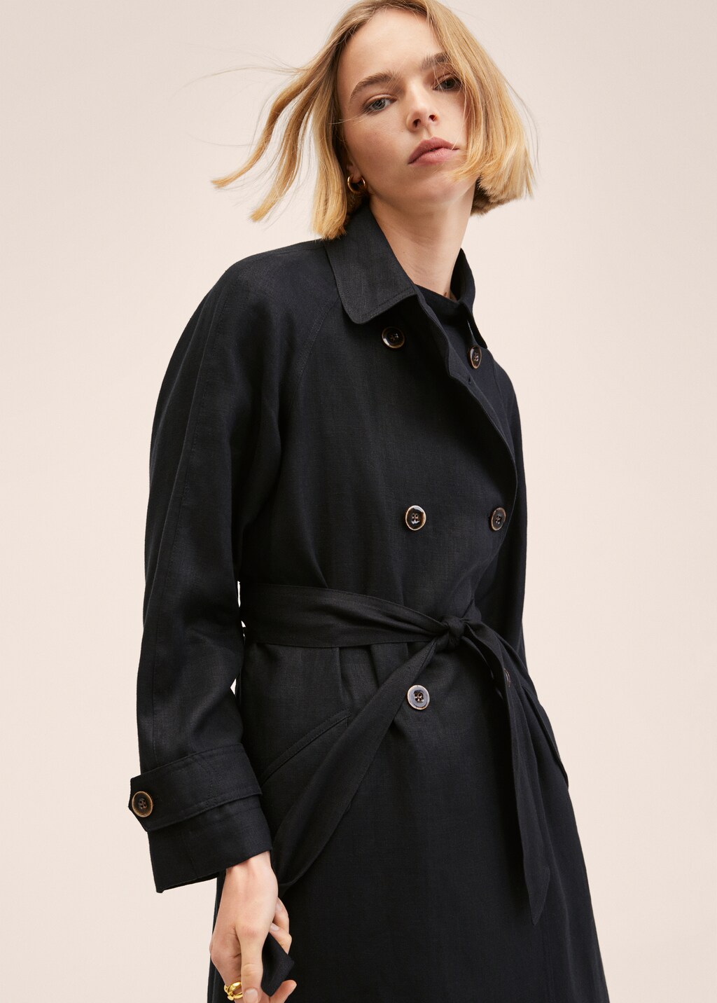 Mango linen trench best sale