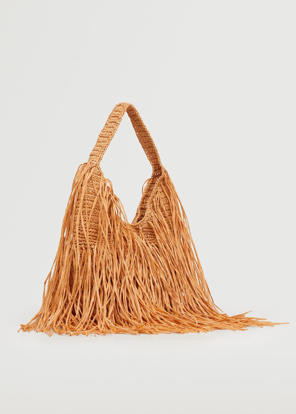 Fringed raffia bag - Medium plane