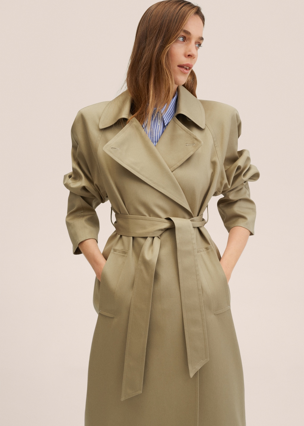 Lyocell trench coat with shoulder pads - Medium plane