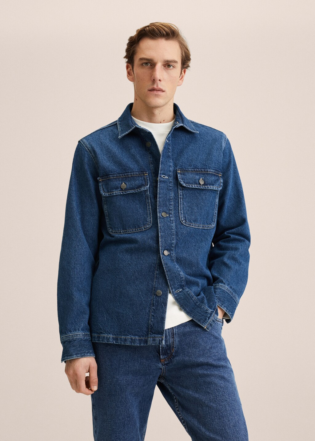 Pocket denim overshirt - Medium plane