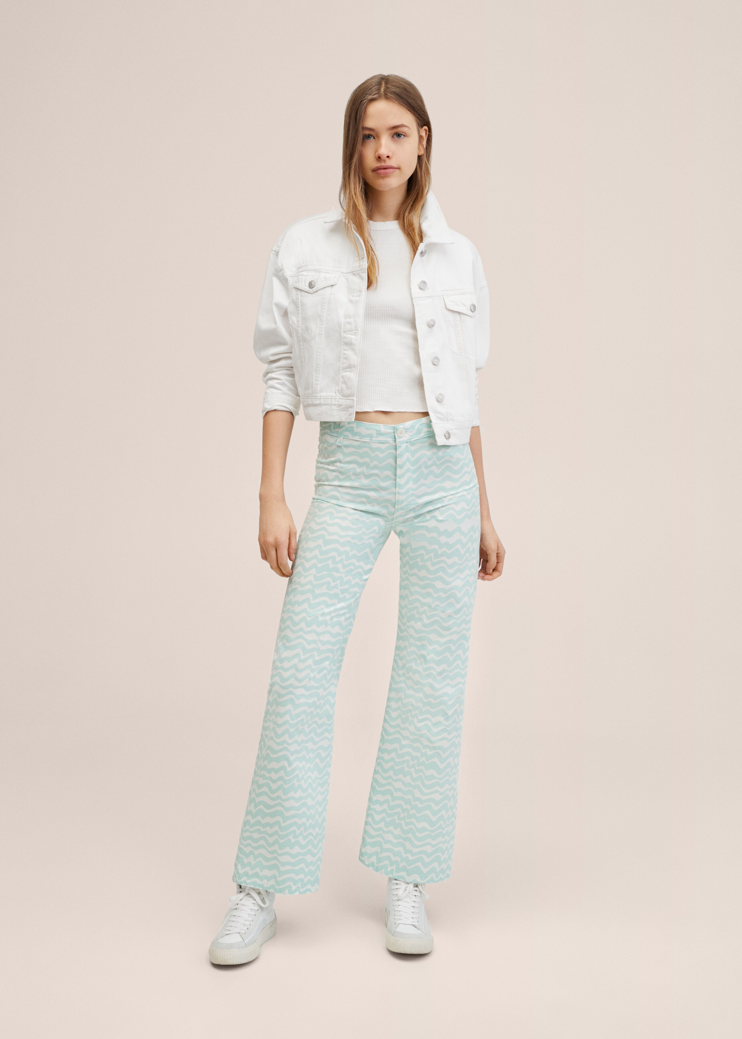 Straight wave-print trousers - Medium plane