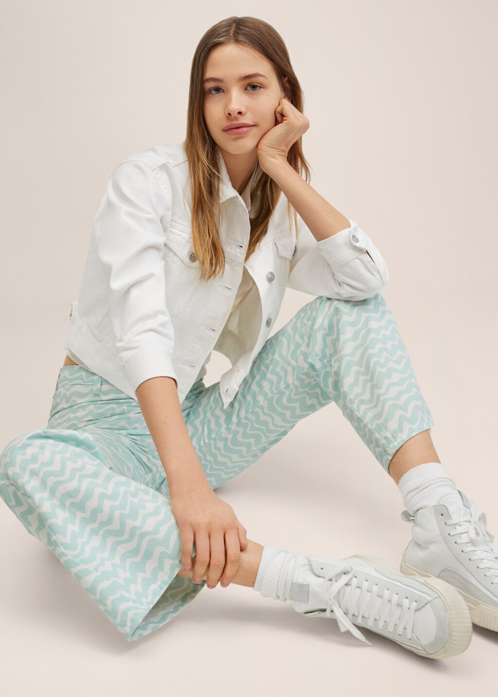 Straight wave-print trousers - Details of the article 1