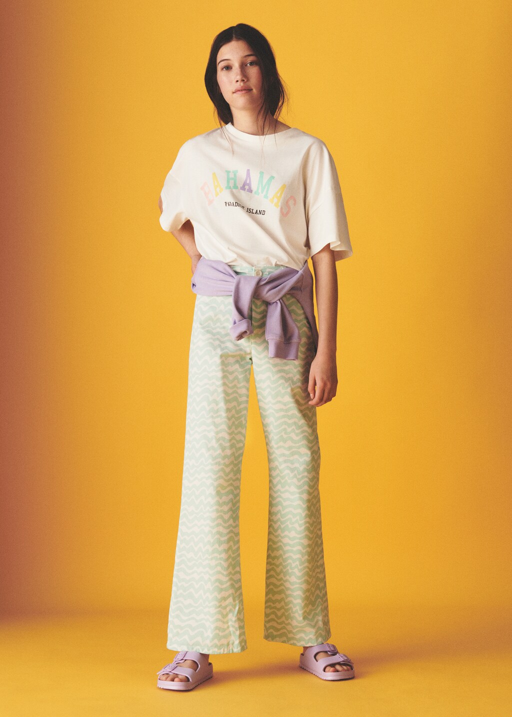 Straight wave-print trousers - Details of the article 6