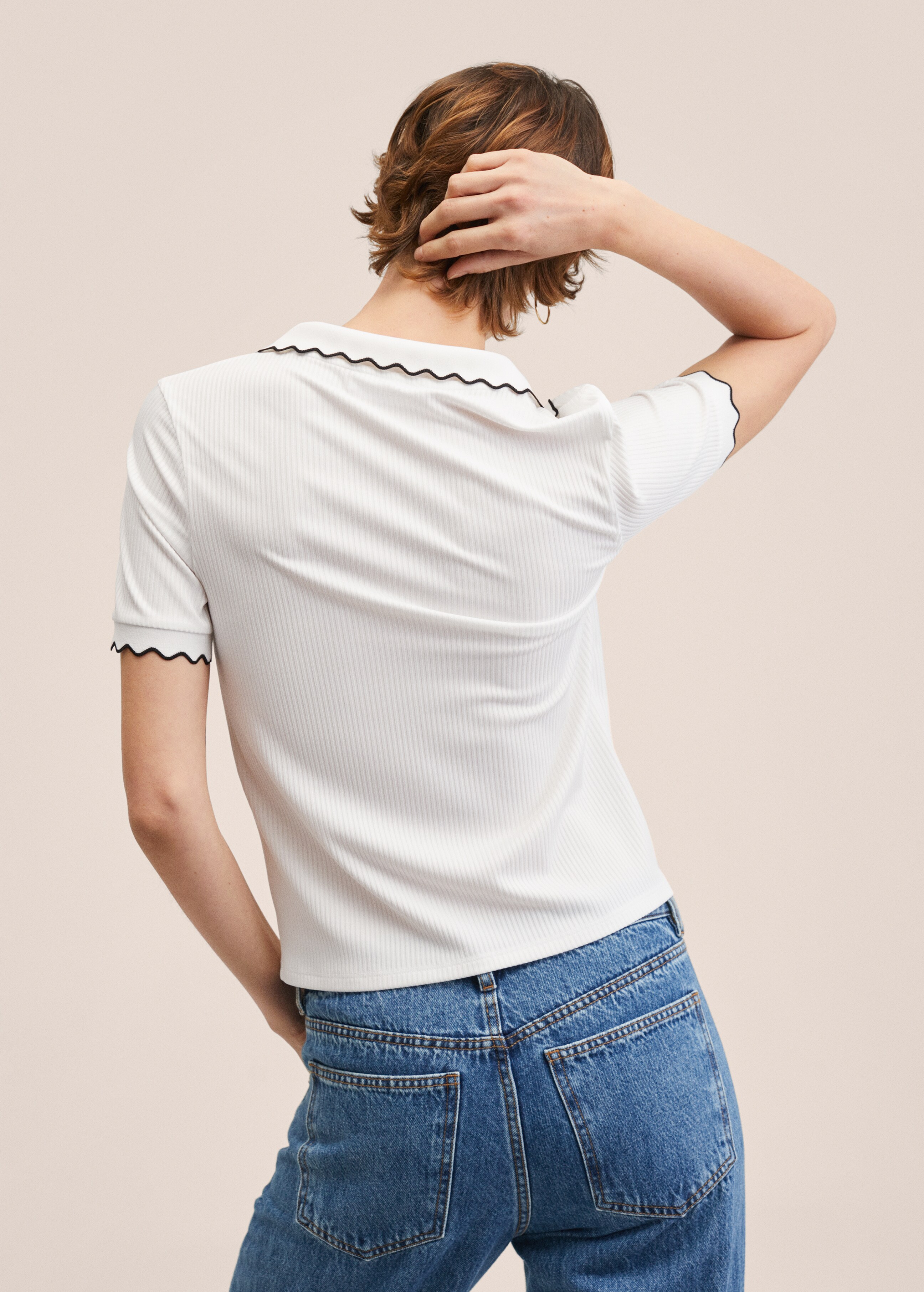 Ribbed knit polo shirt - Reverse of the article