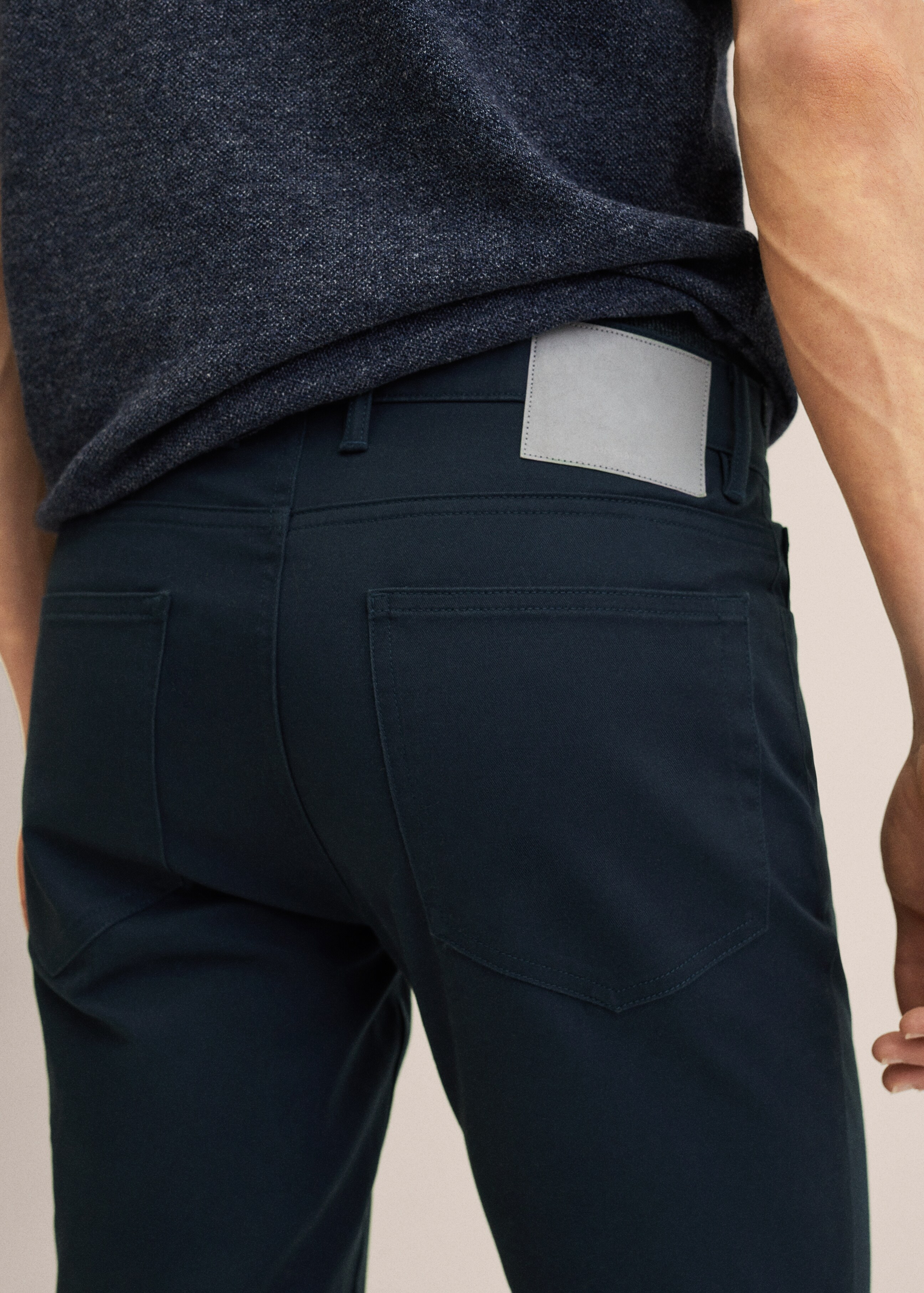 Slim fit denim-effect serge trousers - Reverse of the article
