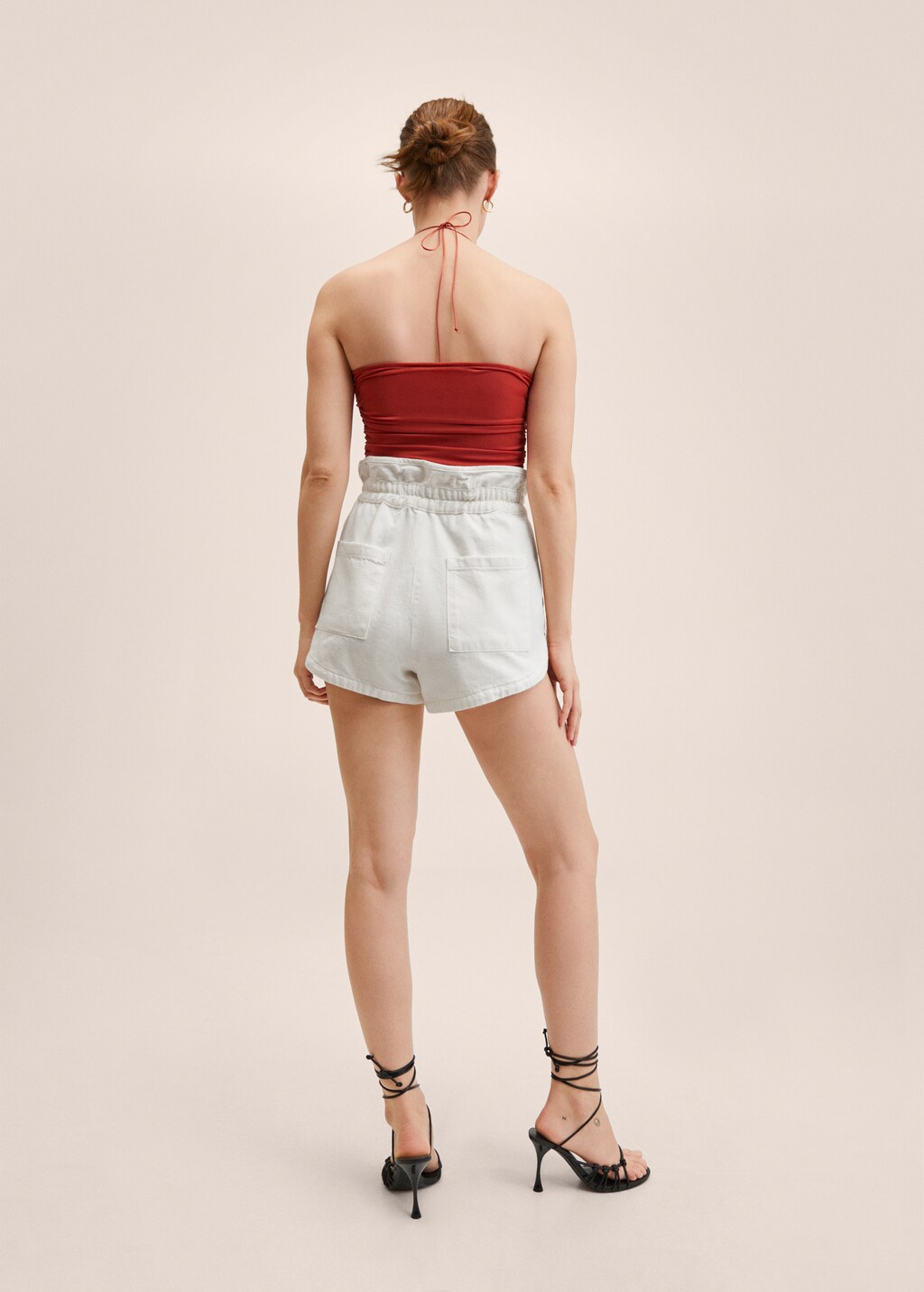 Paperbag denim shorts - Reverse of the article