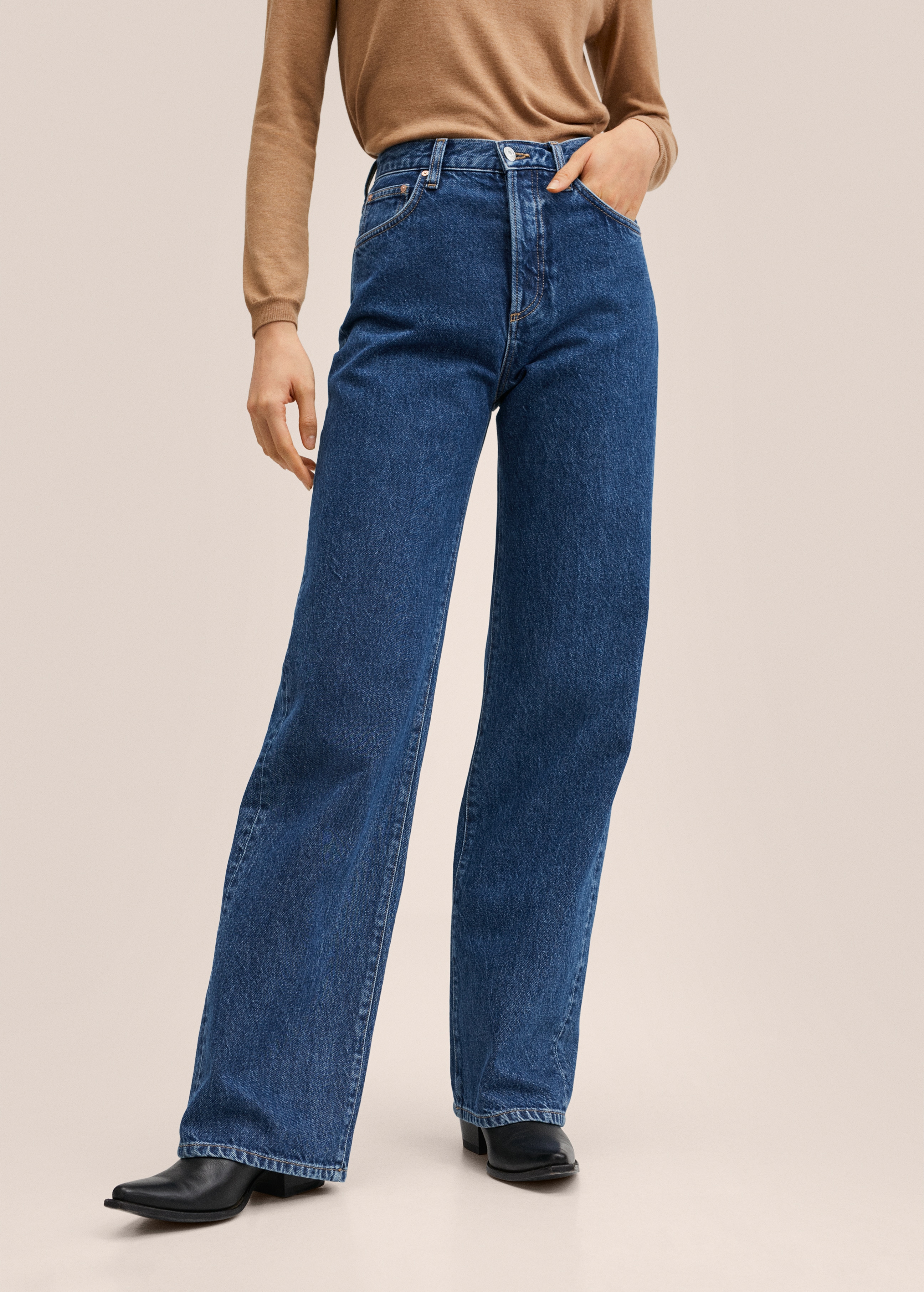 Gerade Jeans mit hohem Bund - Mittlere Ansicht