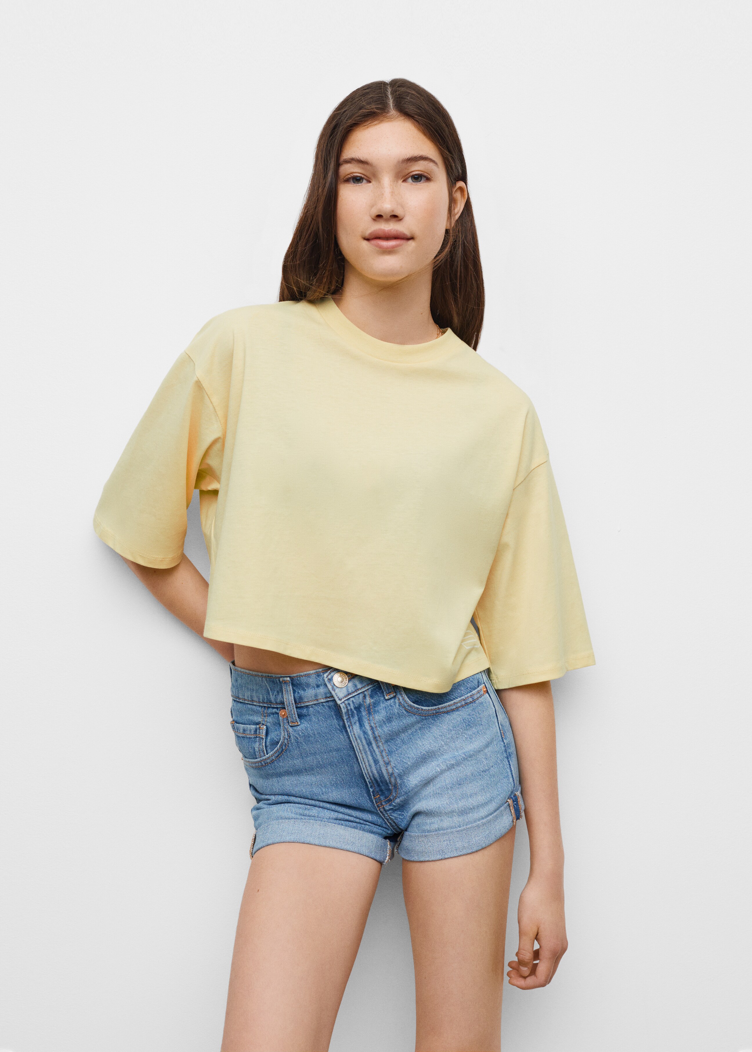 Cropped cotton T-shirt - Details of the article 1
