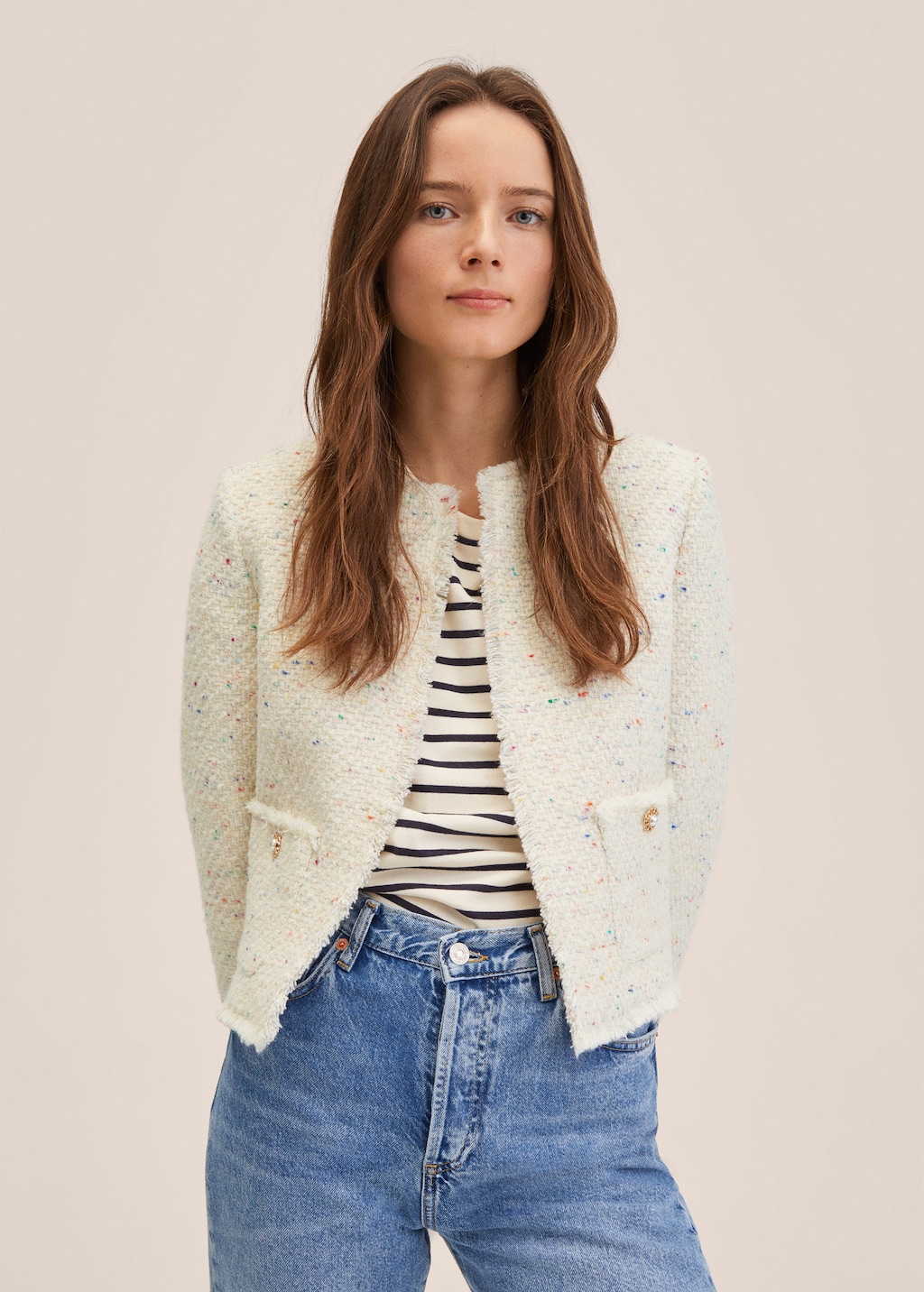 Veste tweed crop - Plan moyen