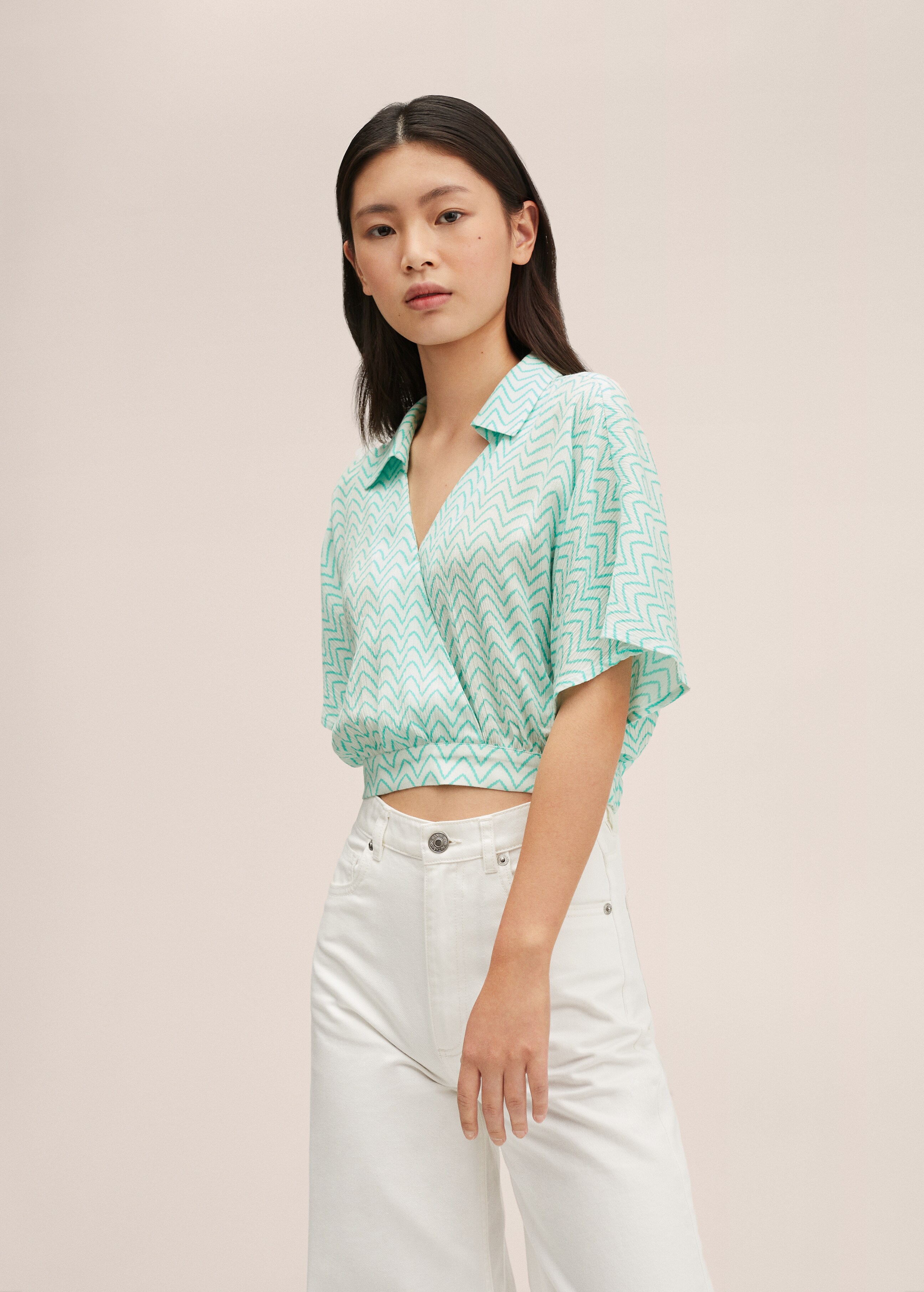 Printed crop blouse - Medium plane