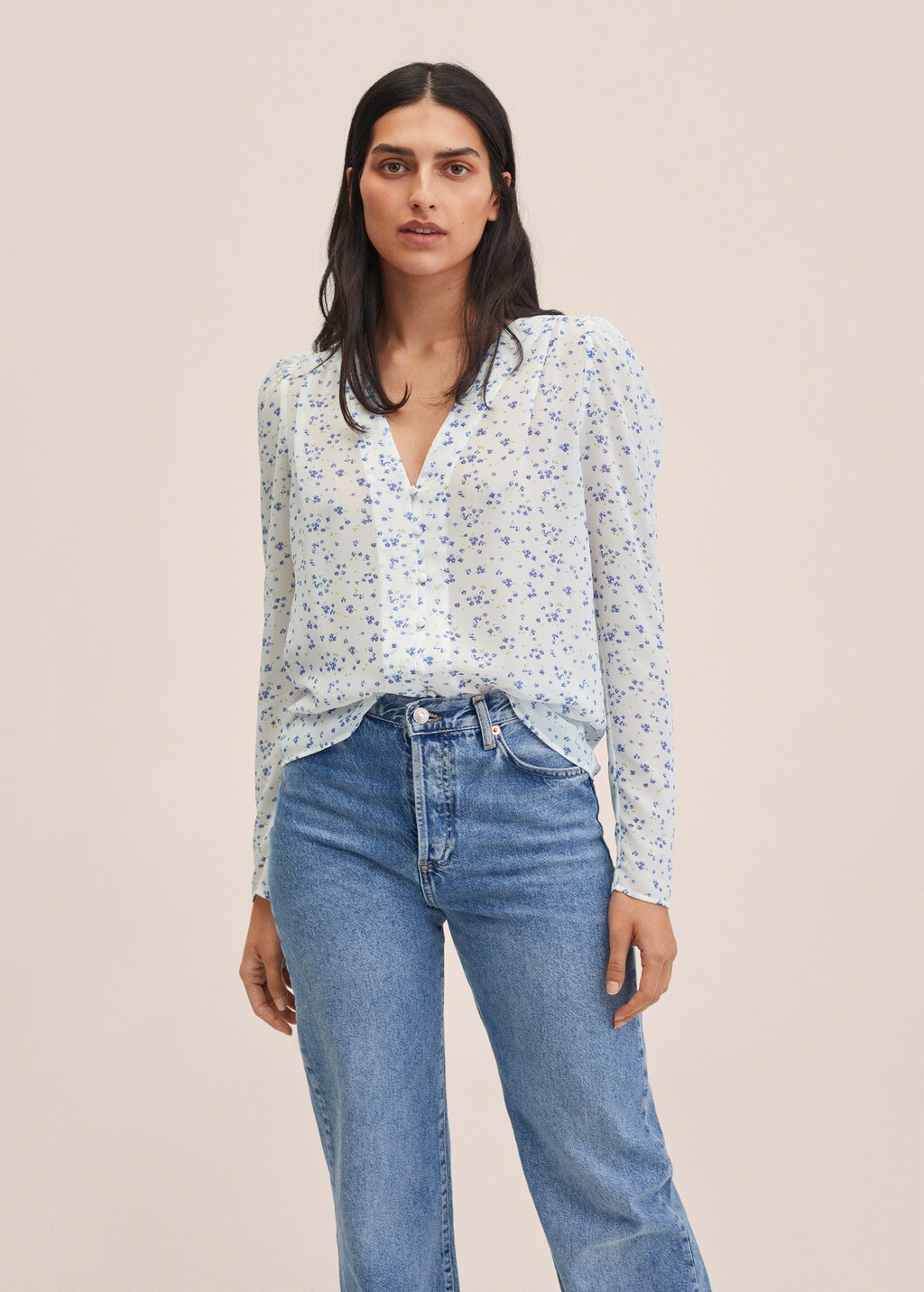 Printed puff sleeve blouse - Medium plane