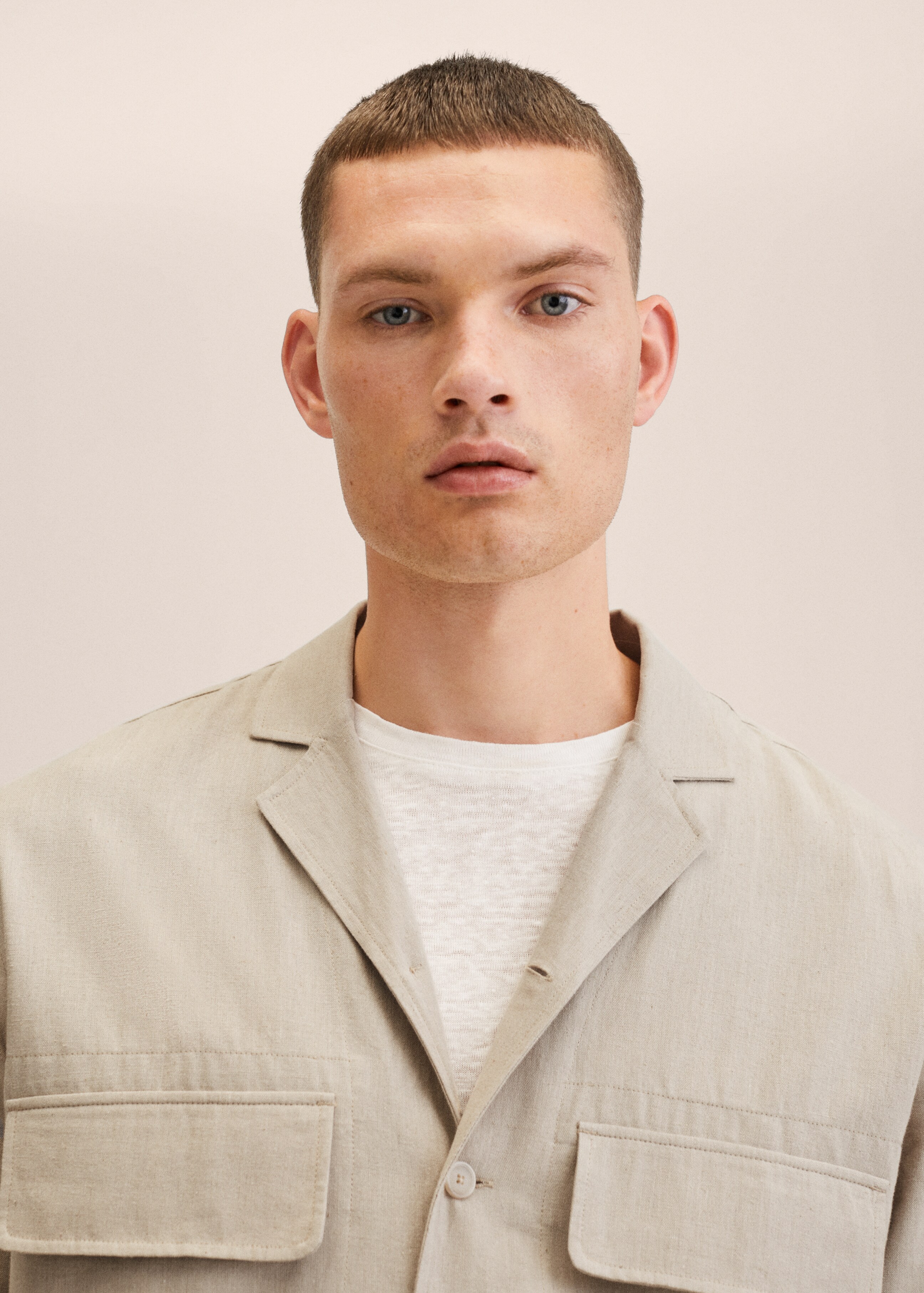 Linen cotton bowling overshirt - Details of the article 1