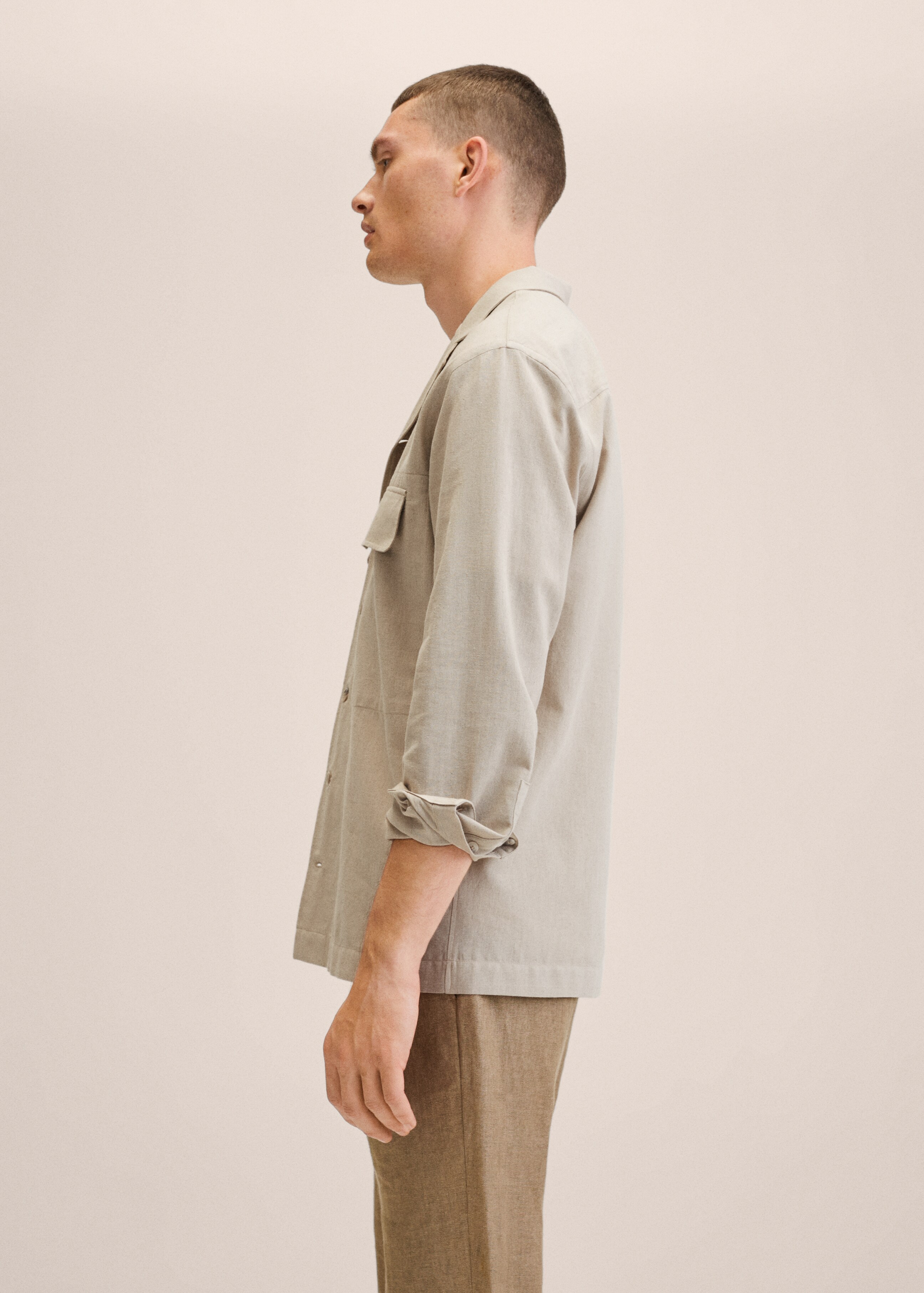 Linen cotton bowling overshirt - Details of the article 2