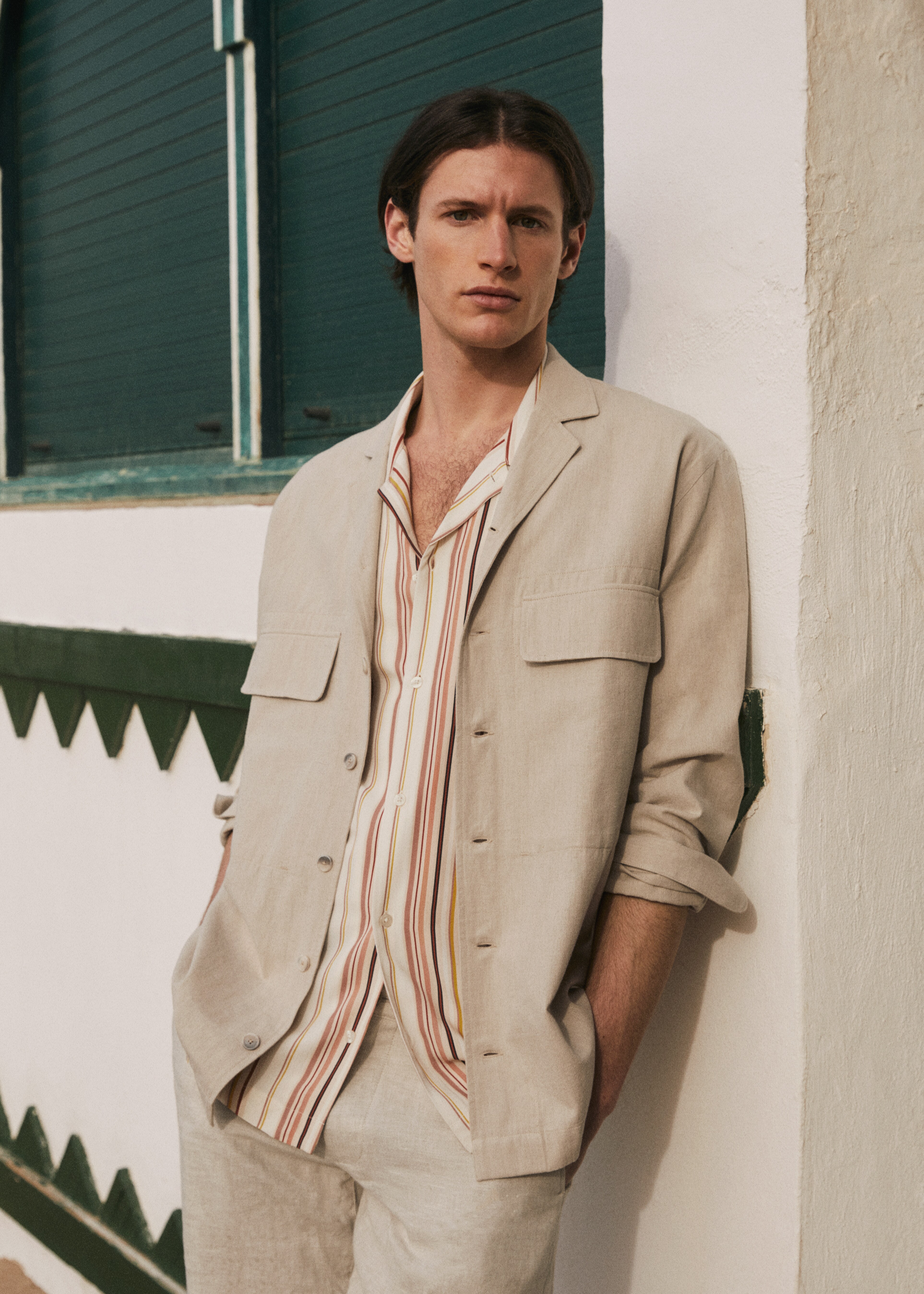 Linen cotton bowling overshirt - Details of the article 6