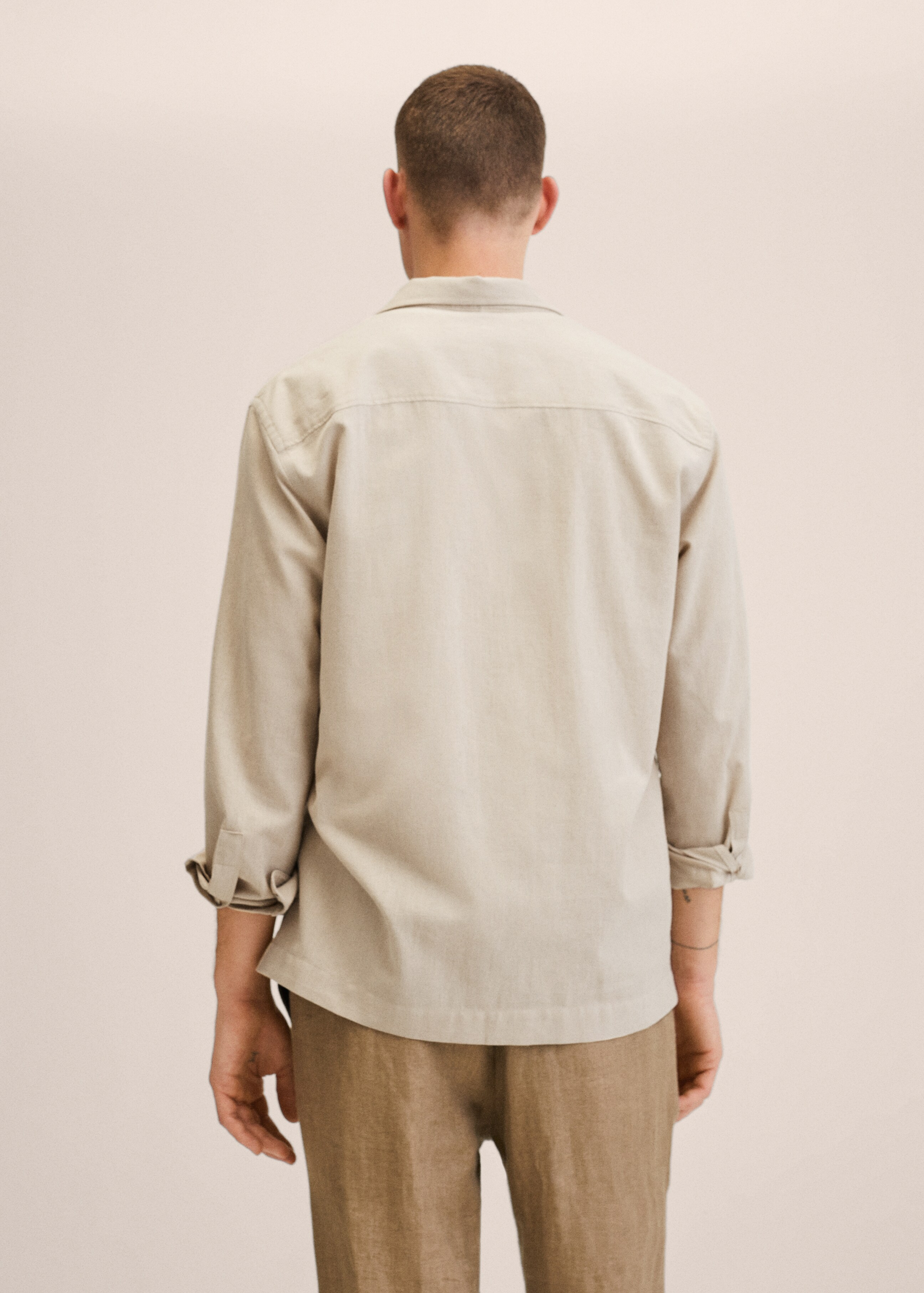 Linen cotton bowling overshirt - Reverse of the article