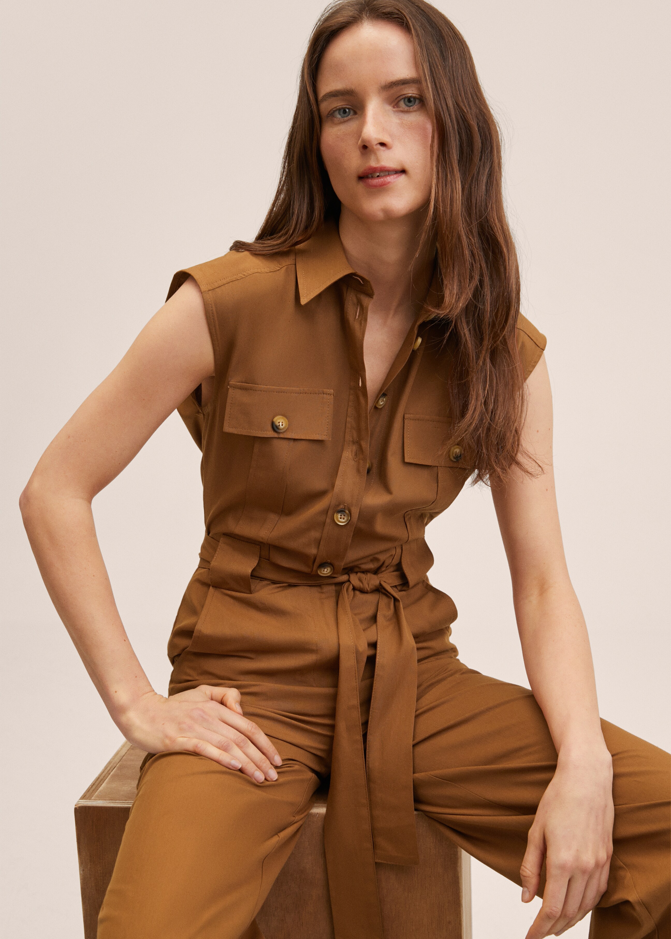 Belted cotton jumpsuit - Details of the article 2
