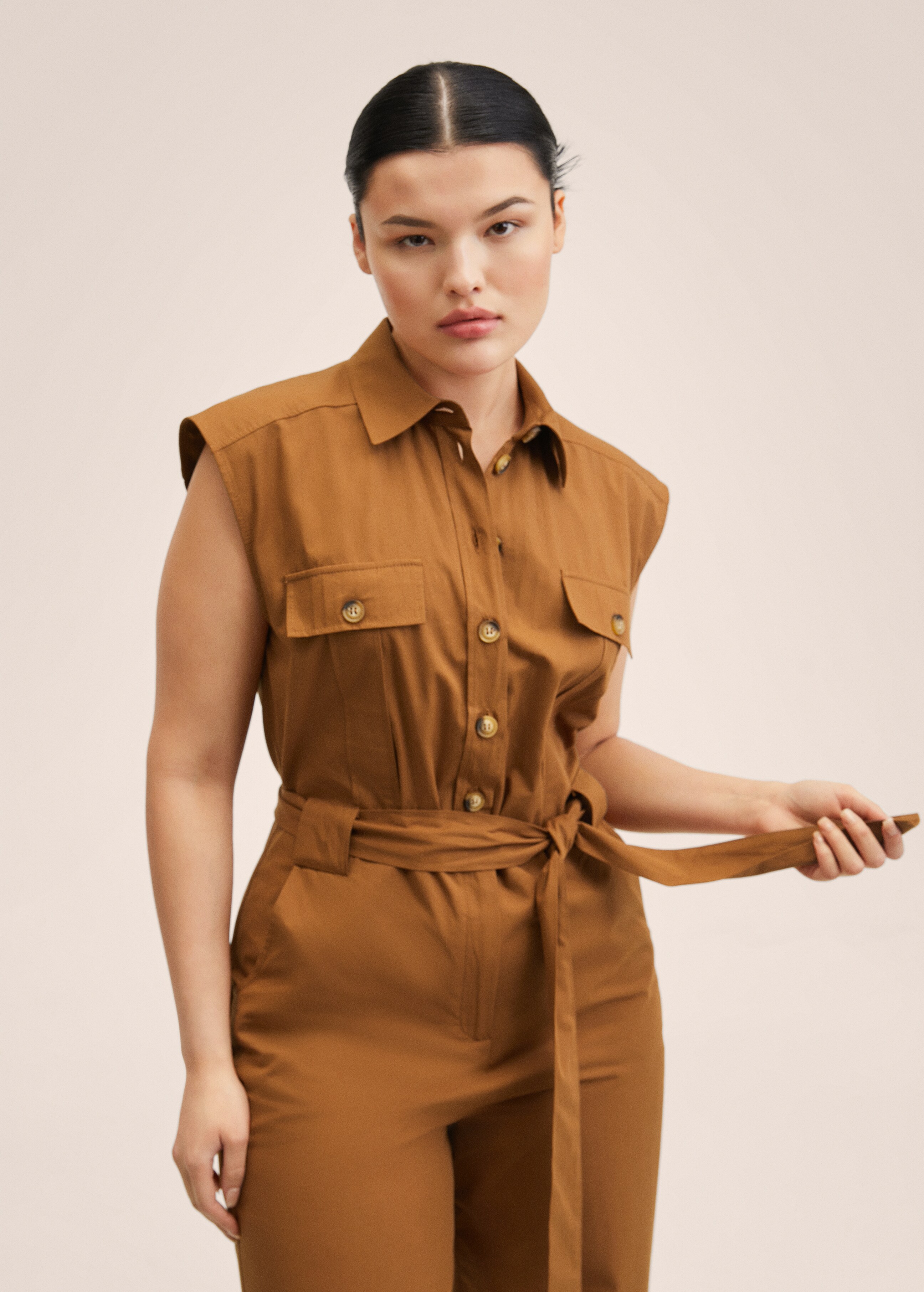 Belted cotton jumpsuit - Details of the article 4
