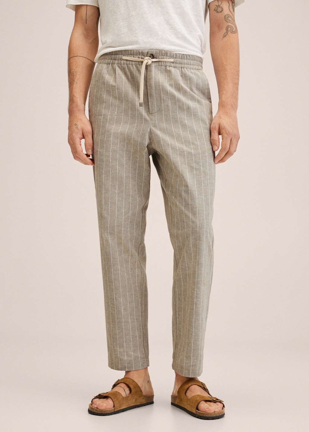 Striped cotton trousers - Medium plane