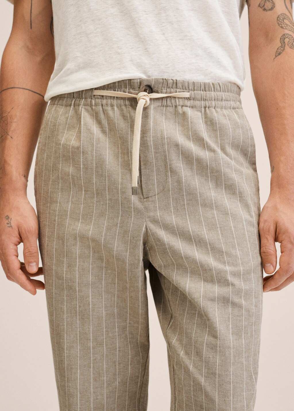 Striped cotton trousers - Details of the article 1