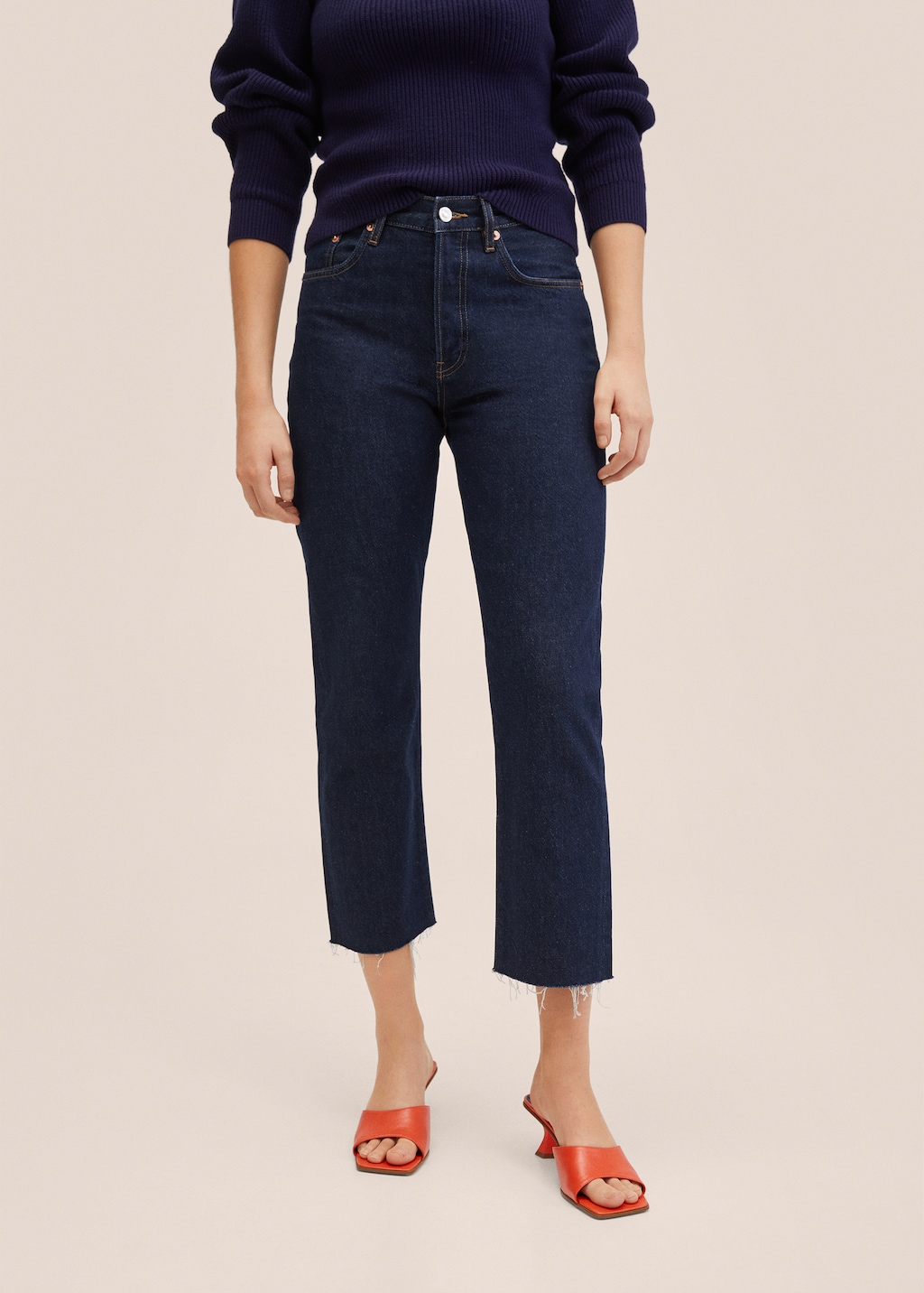 Highwaist straight cropped jeans - Medium plane