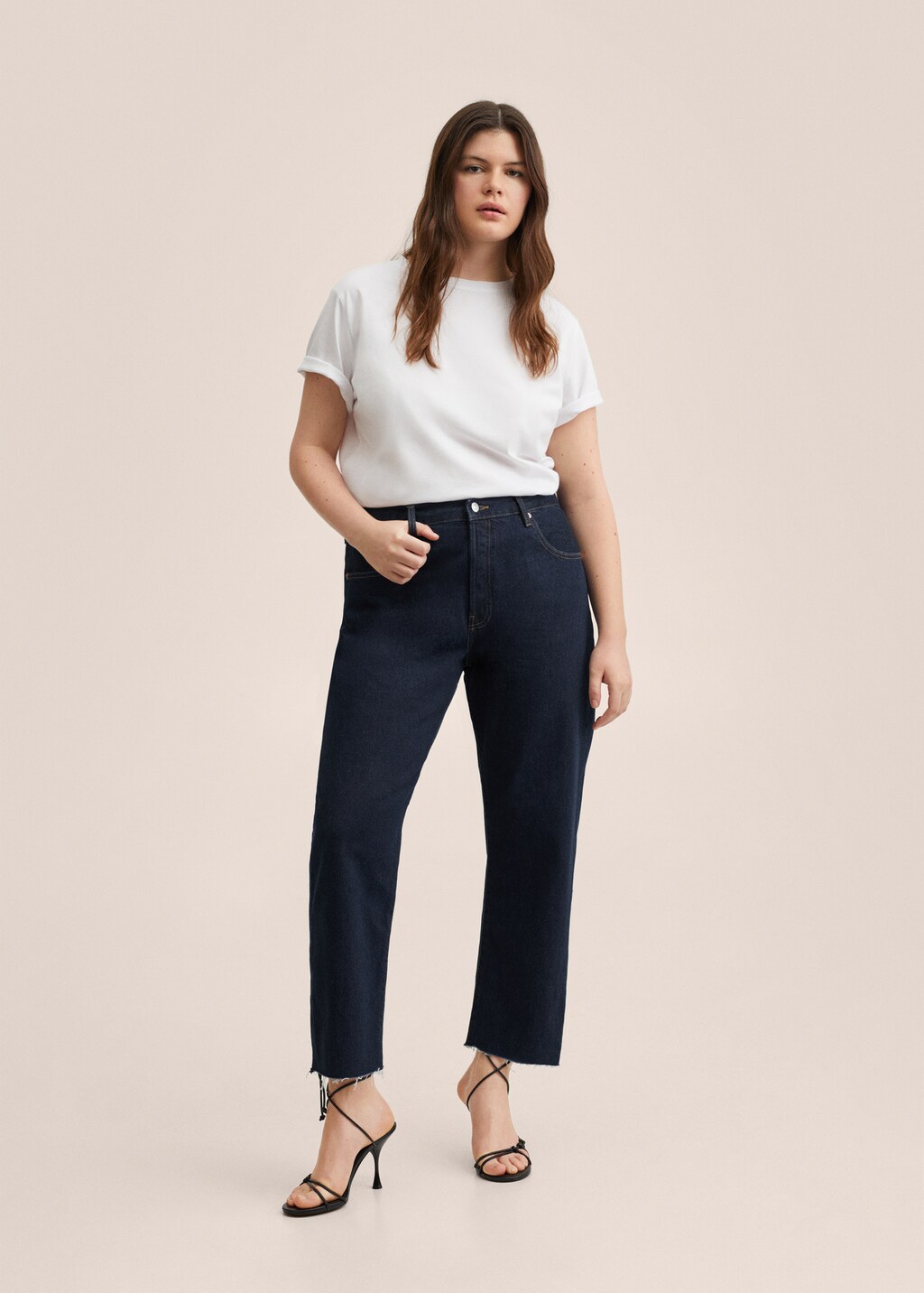 Highwaist straight cropped jeans - Details of the article 3