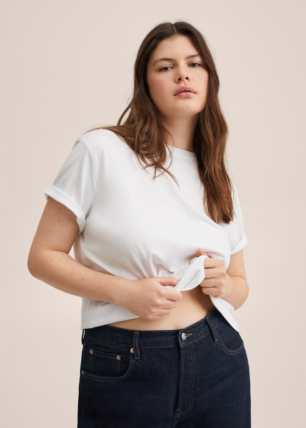 Highwaist straight cropped jeans - Details of the article 5