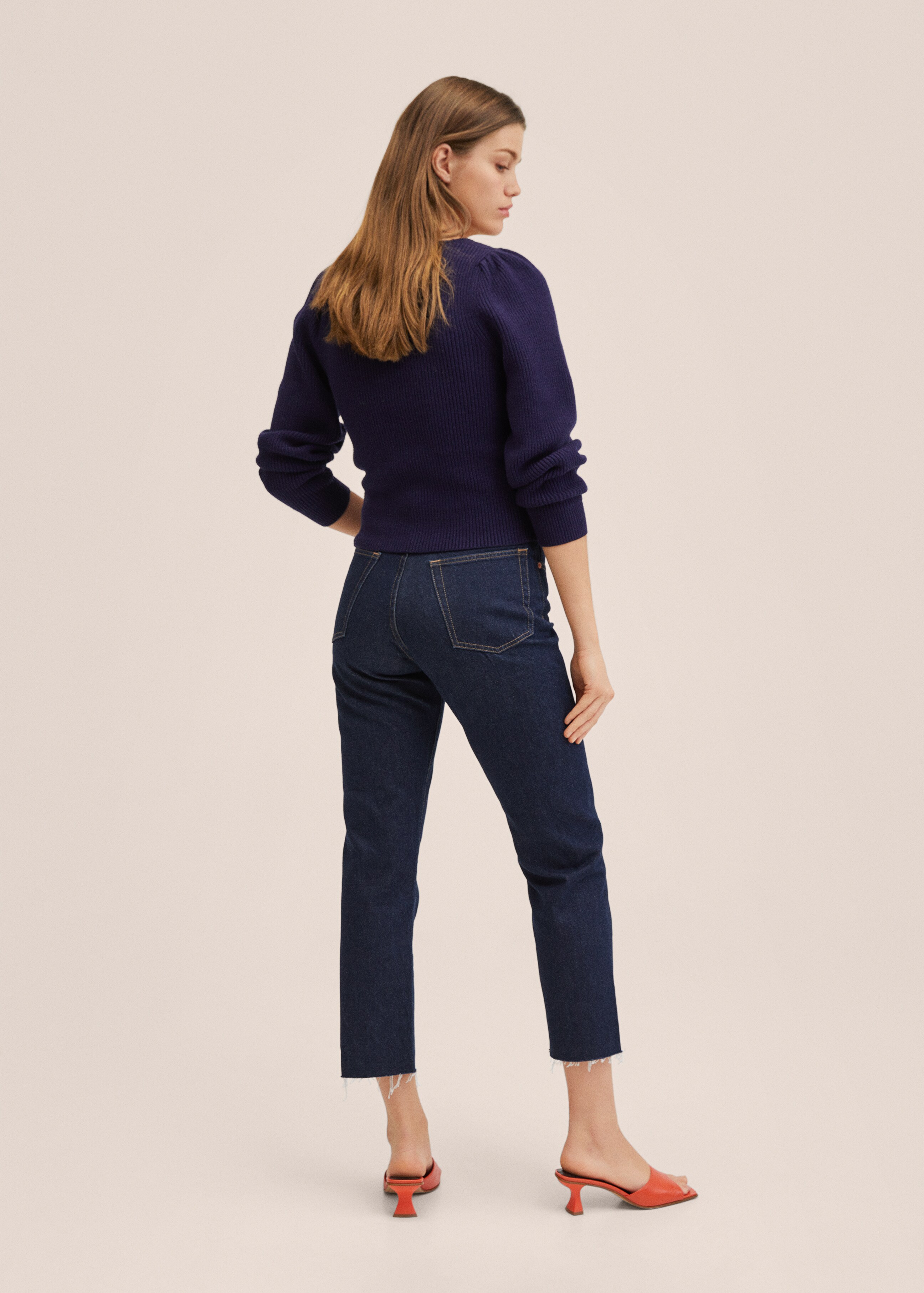 High-waist straight-fit cropped jeans - Achterkant van het artikel