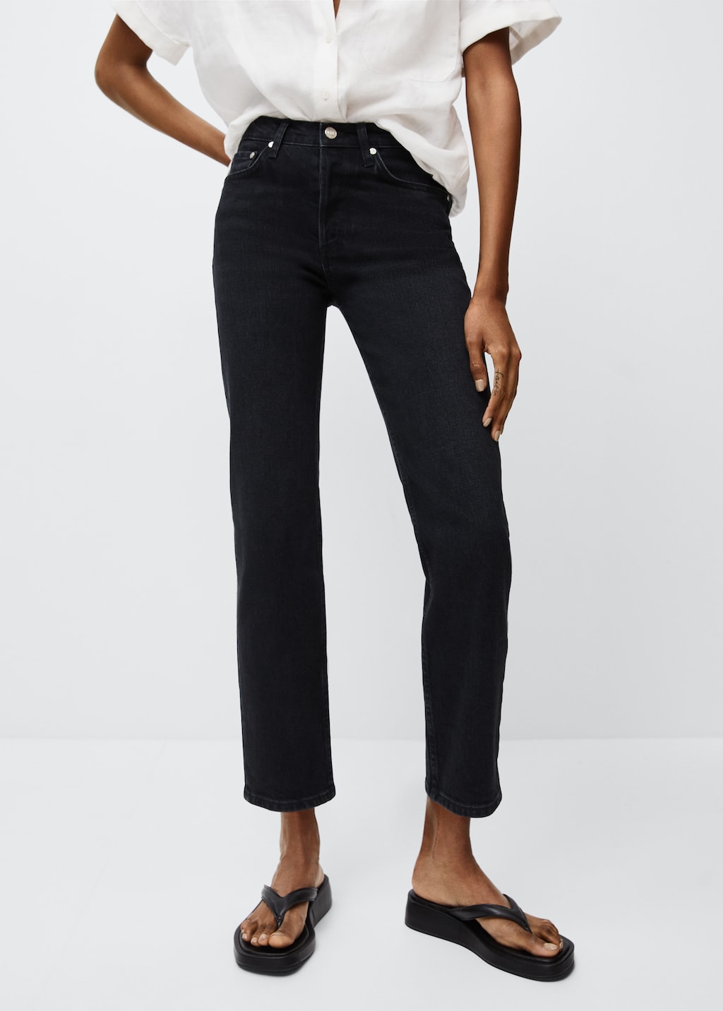 Slim mid-rise cropped jeans - Medium plane