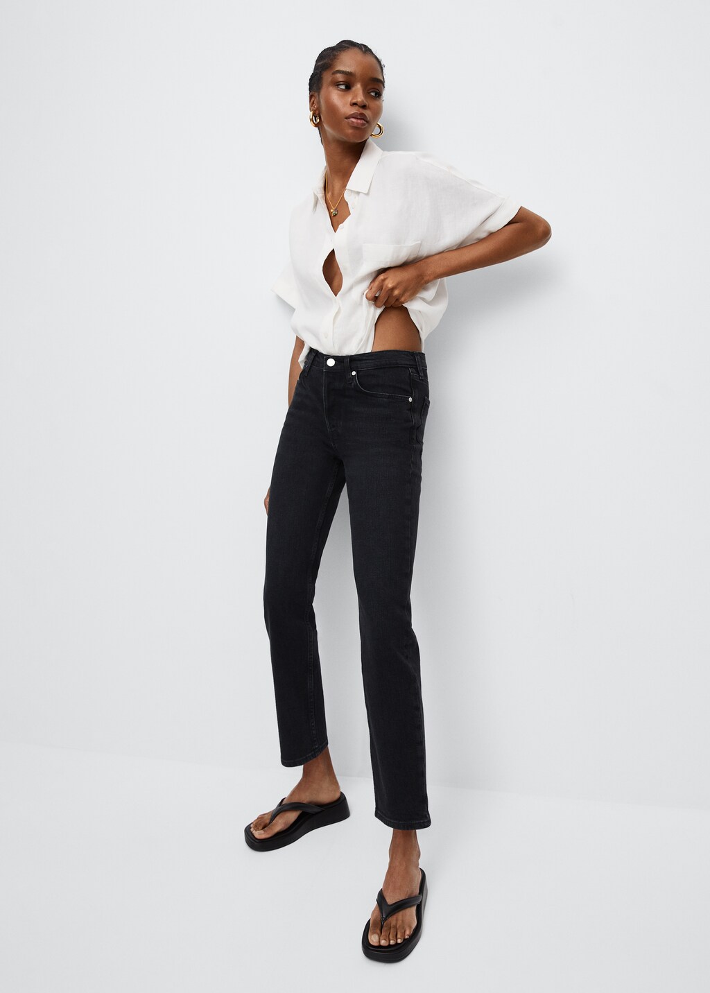 Slim mid-rise cropped jeans - Details of the article 2