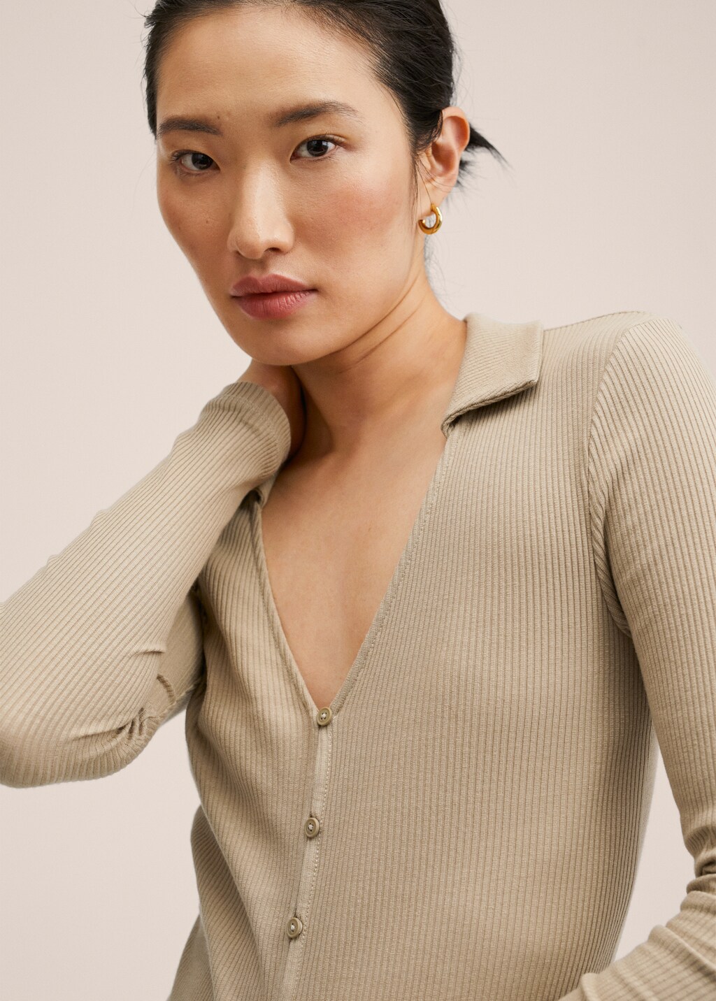 Ribbed cotton cardigan - Details of the article 1