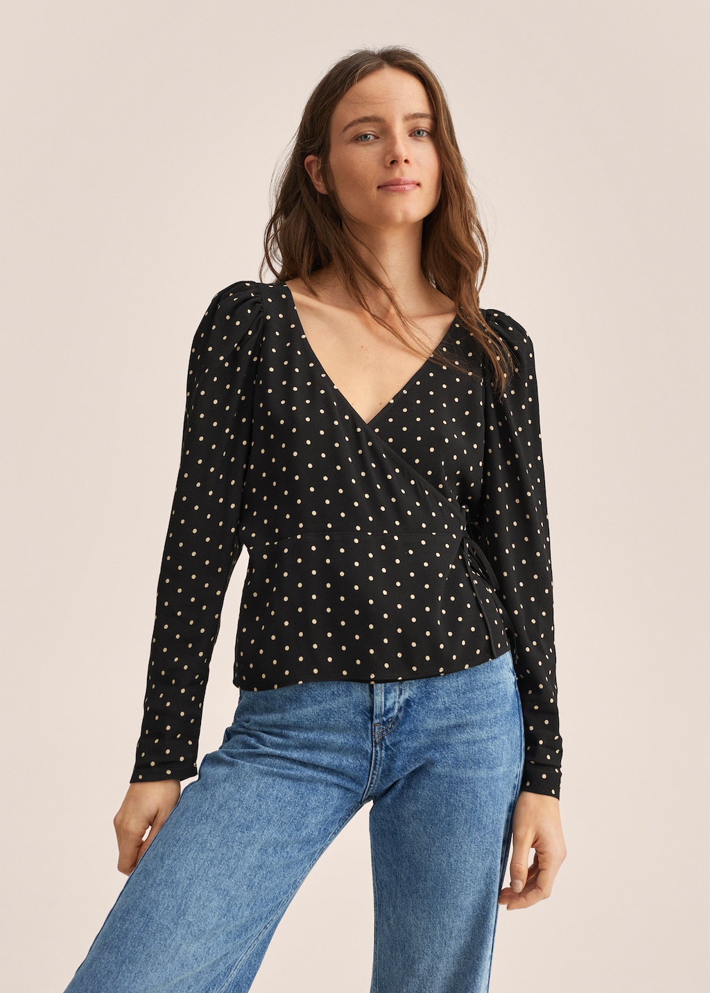 Double-breasted polka-dot blouse - Medium plane