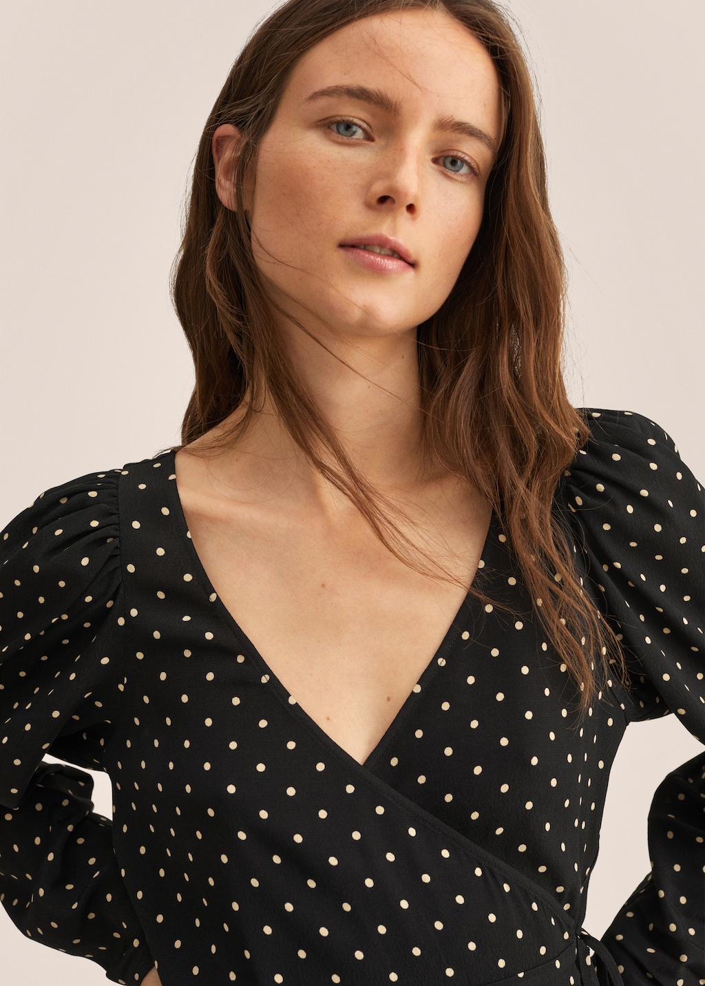 Double-breasted polka-dot blouse - Details of the article 1