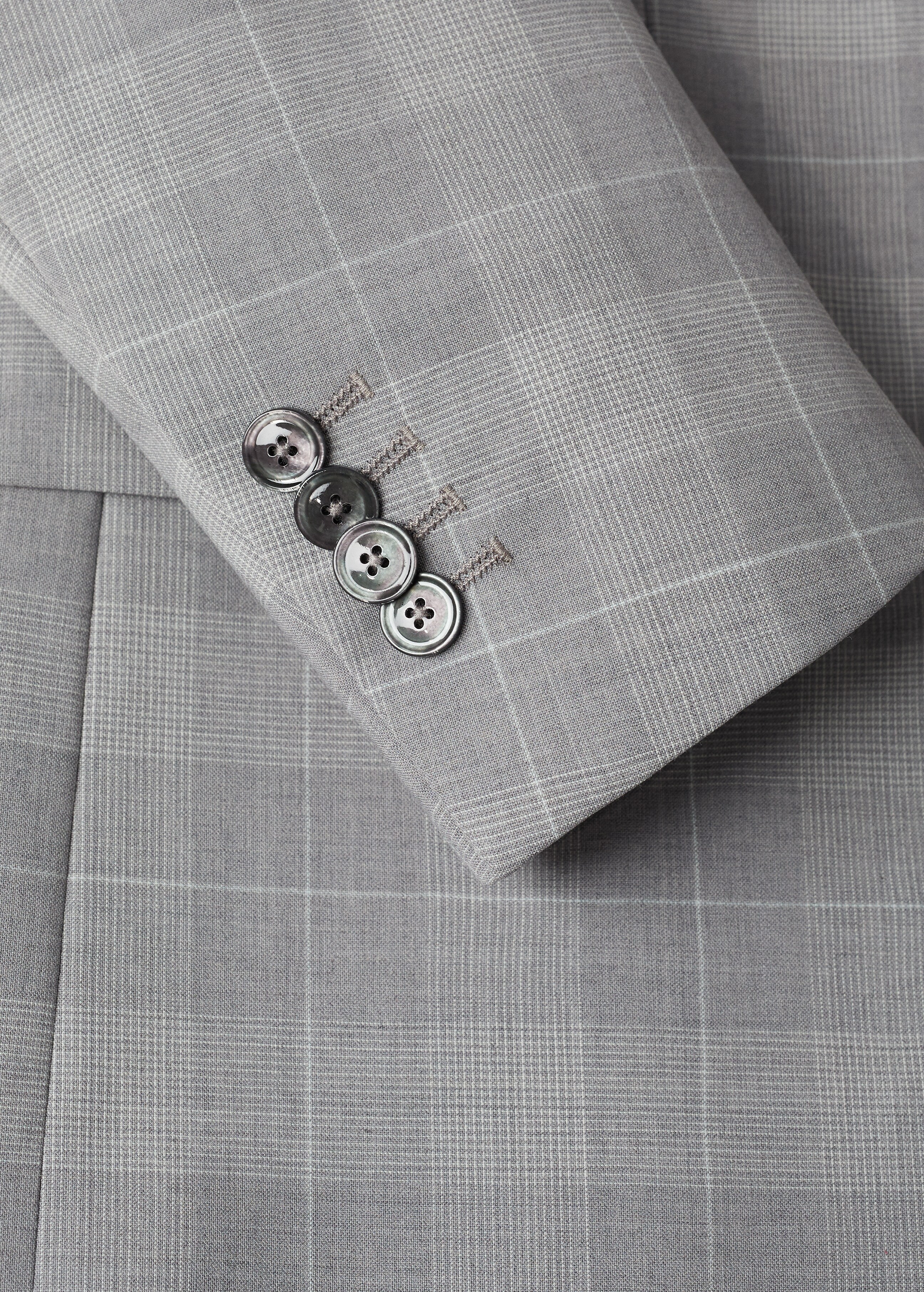 Lněné oblekové sako slim fit s kostkou - Detail zboží 8