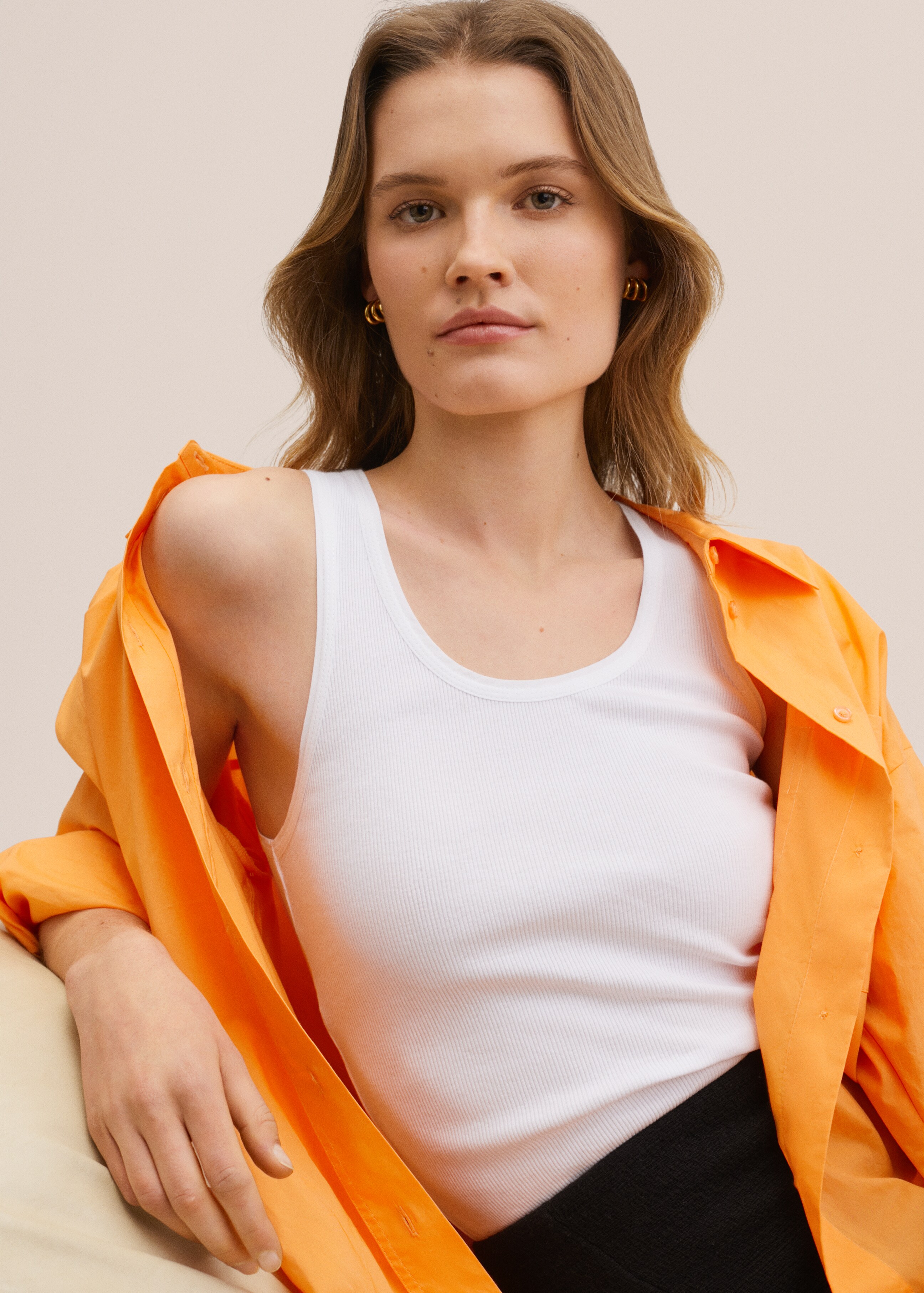 Ribbed cotton-blend top - Details of the article 2