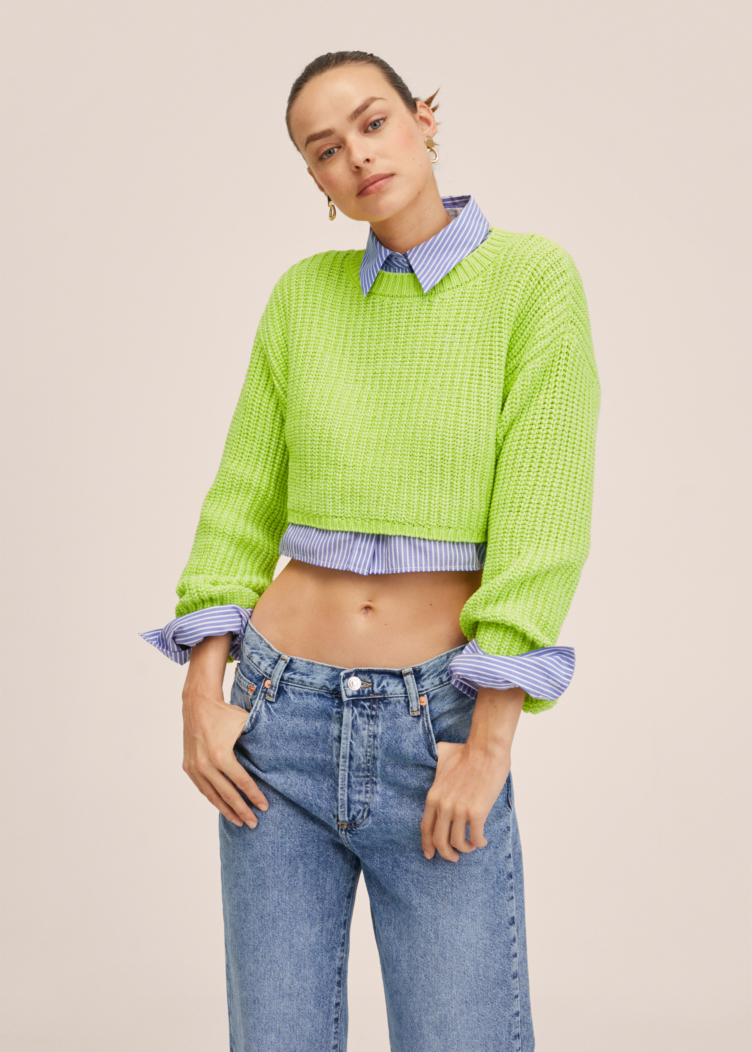 Knitted cropped sweater - Medium plane
