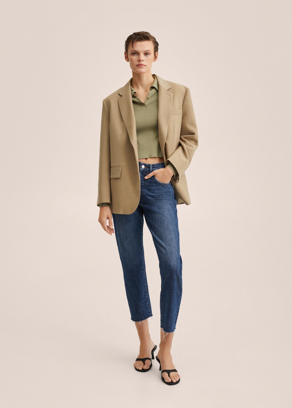 High-waist straight-fit cropped jeans - Overzichtstekening