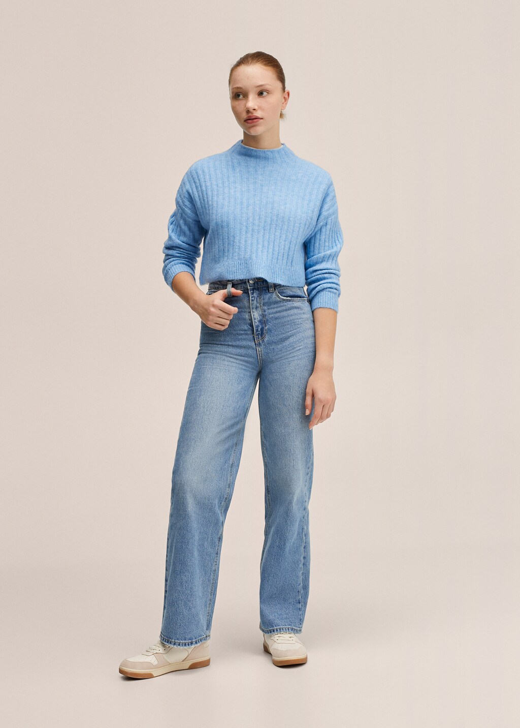 Cropped ribbed sweater - General plane