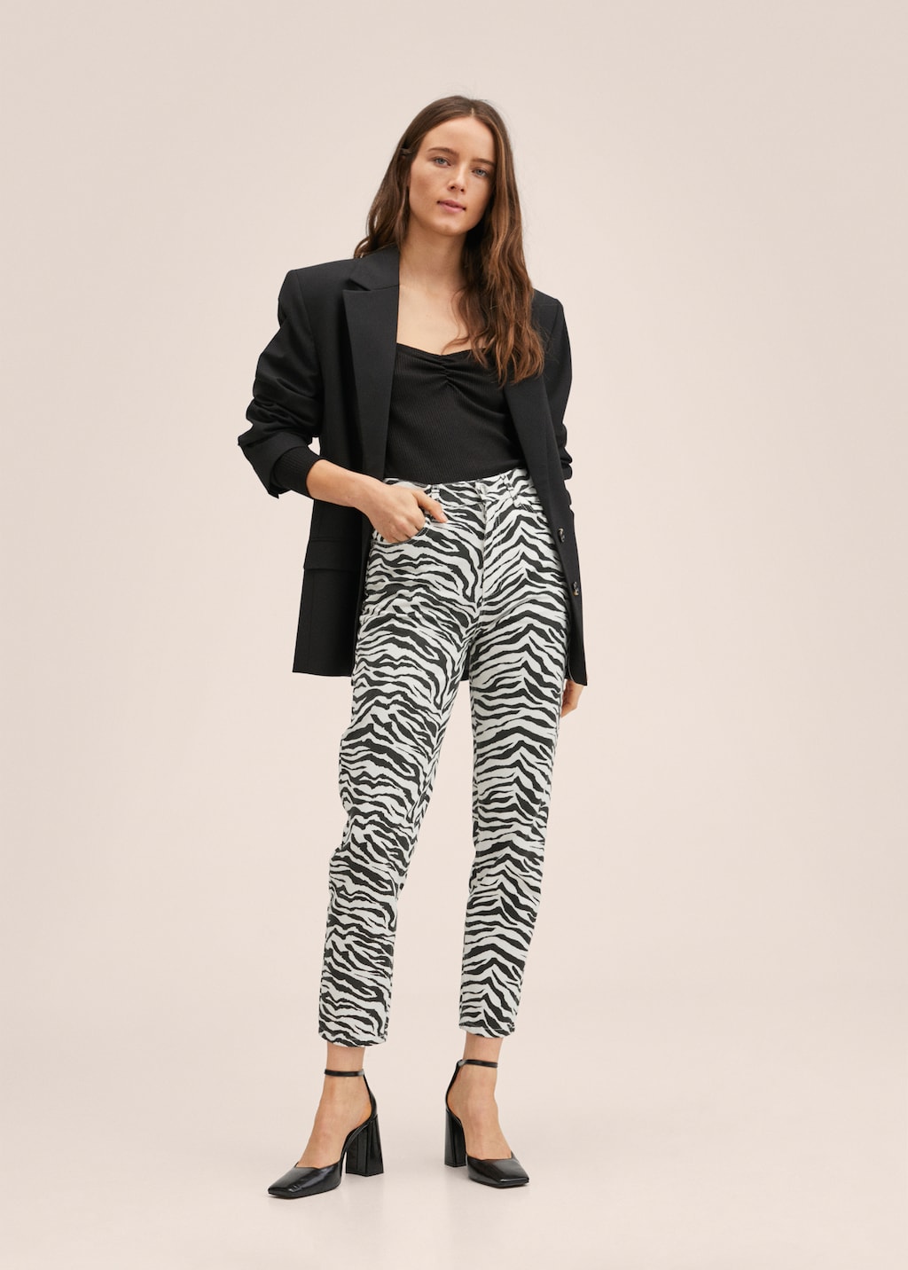 Pantalon fashion animal print mango