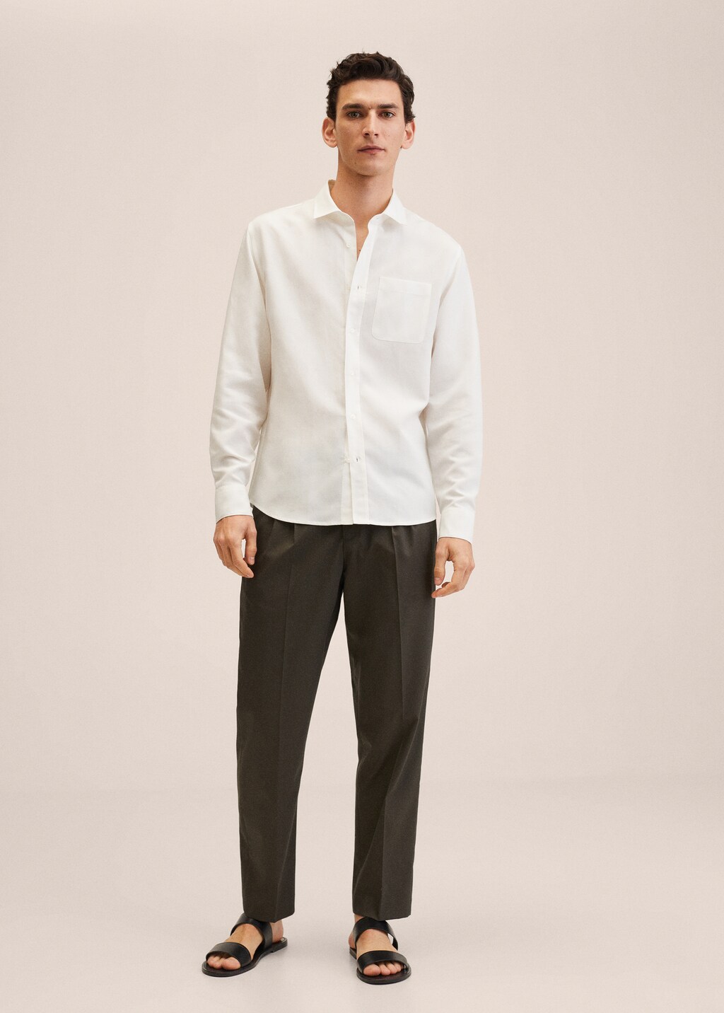 Linen lyocell shirt with pocket - General plane