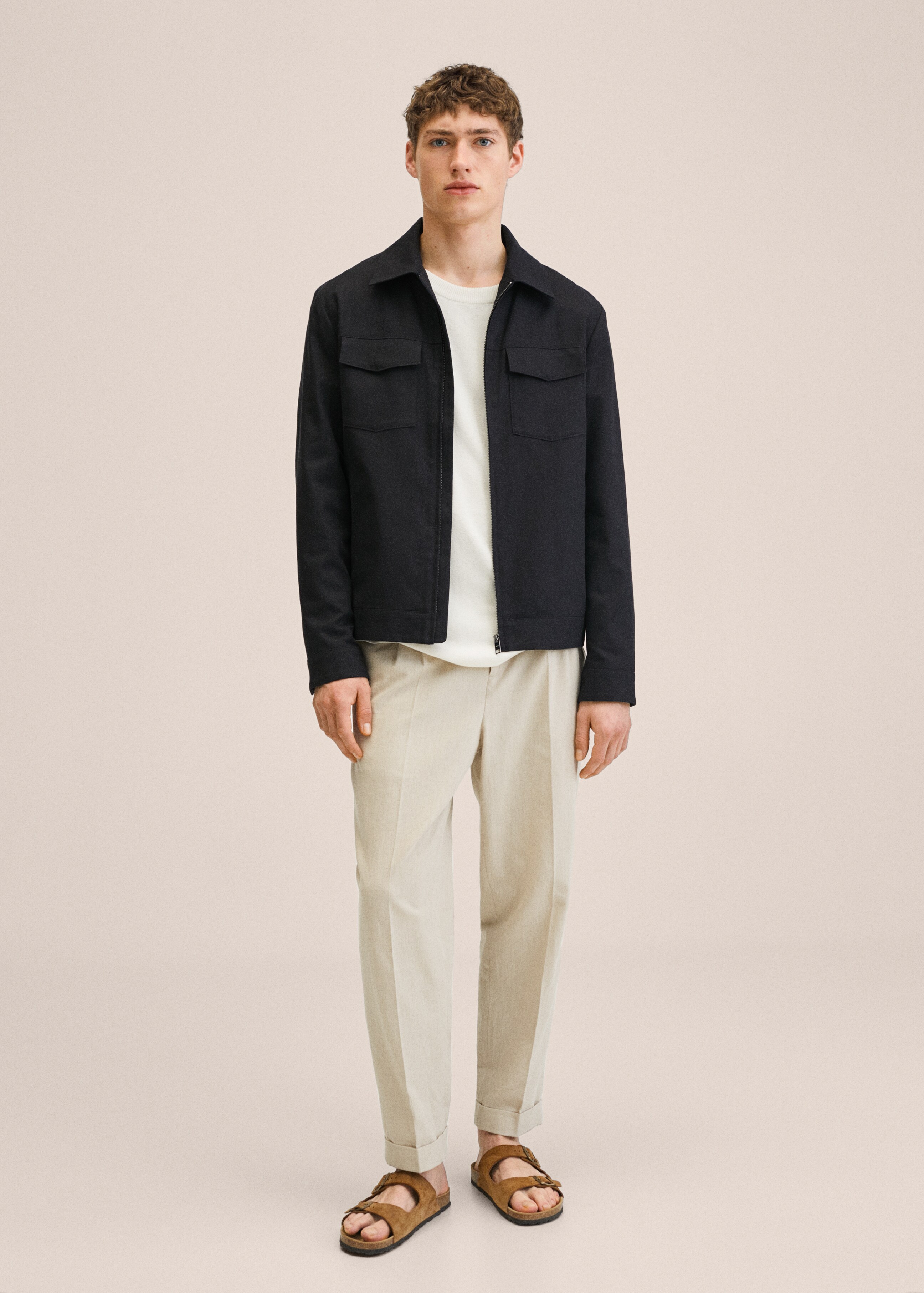 Zipper linen cotton jacket - General plane