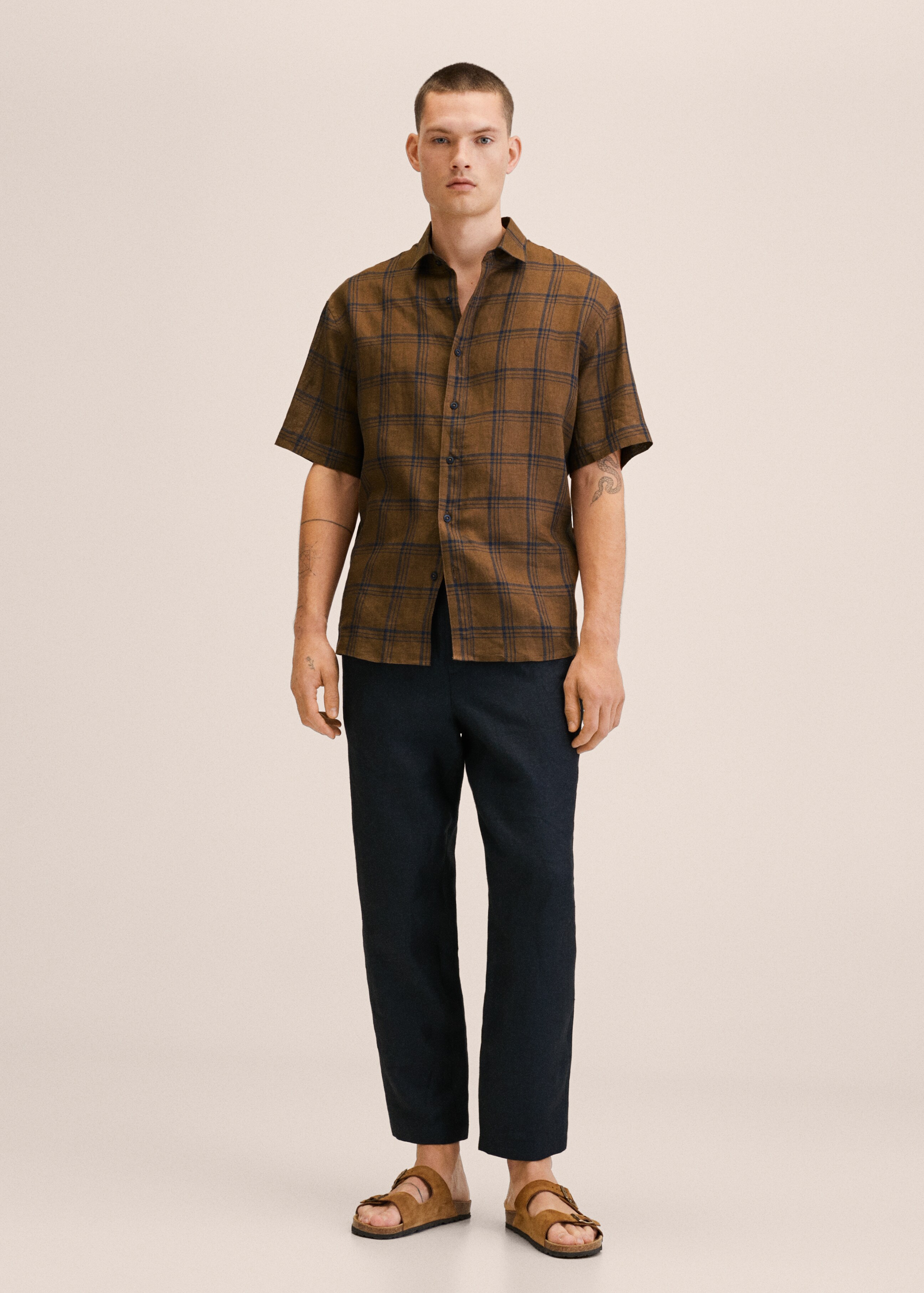 Relaxed check linen shirt - General plane