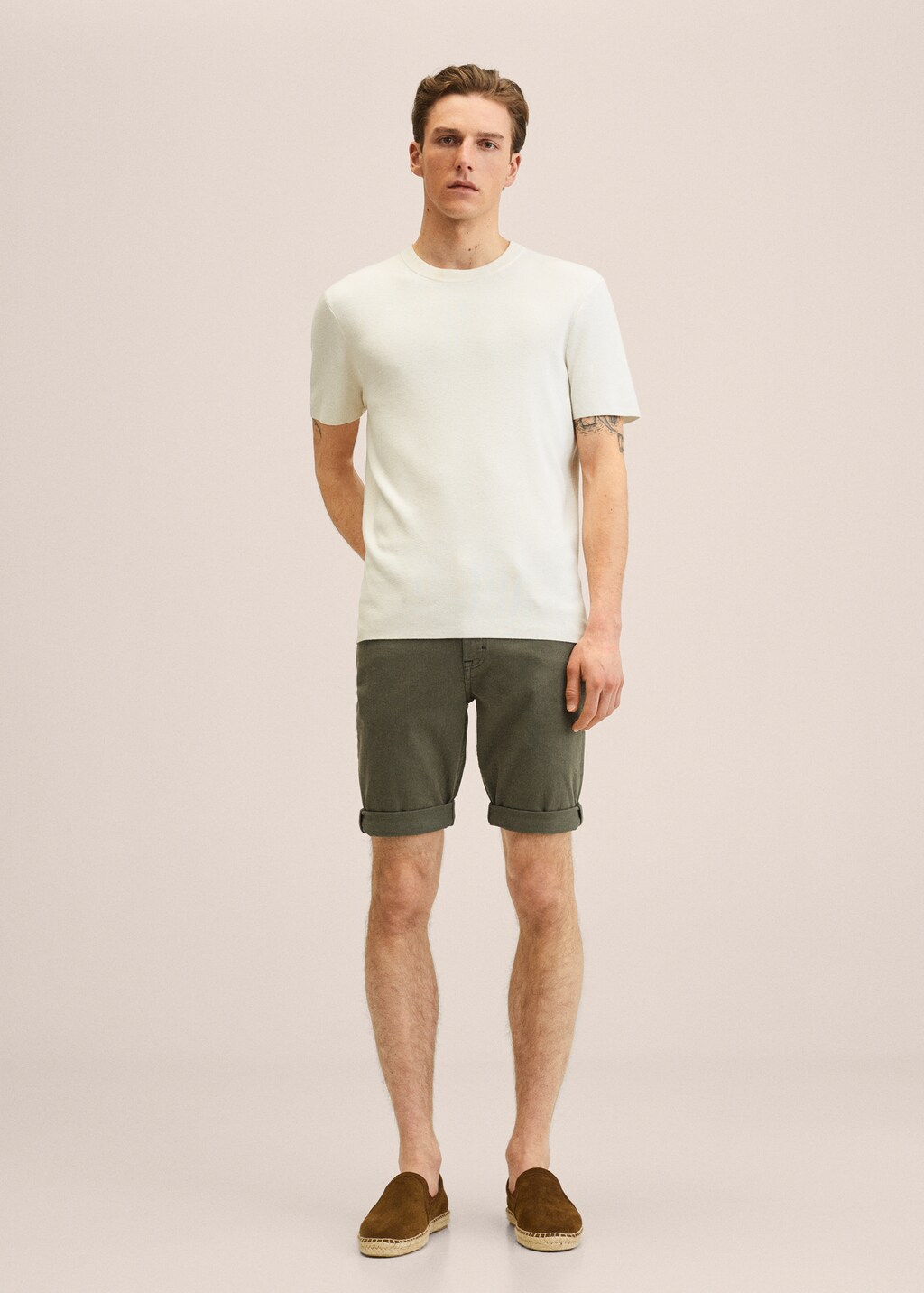 Stretch cotton denim shorts - General plane