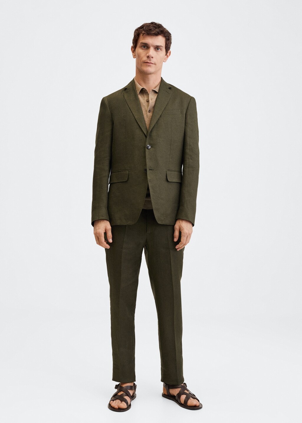 Slim fit linen suit blazer - General plane