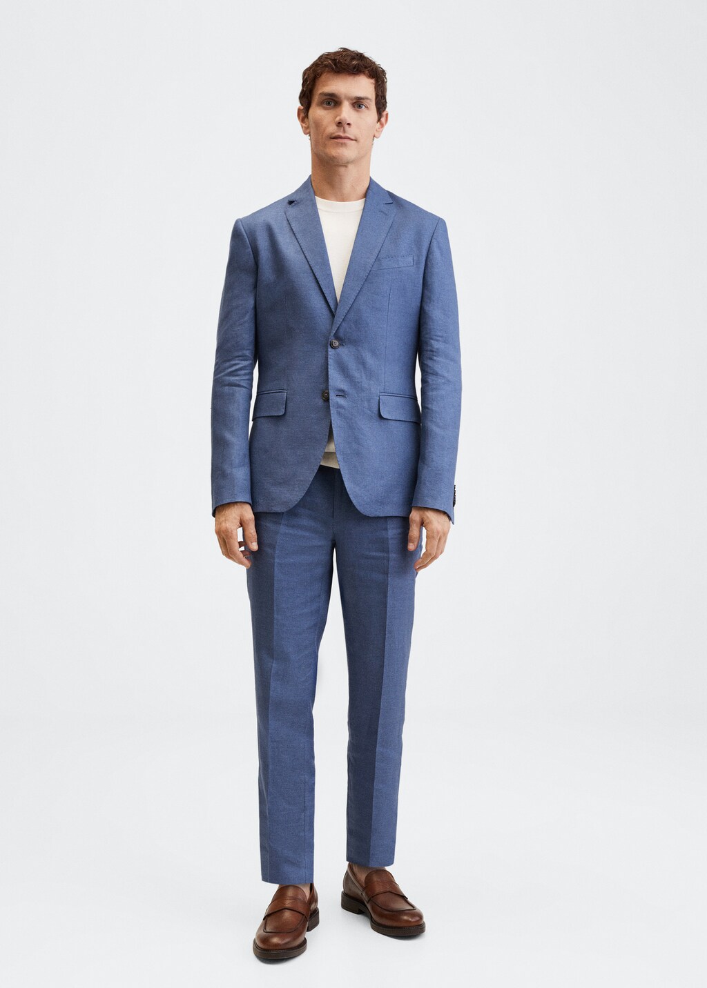 Slim fit linen suit blazer - General plane