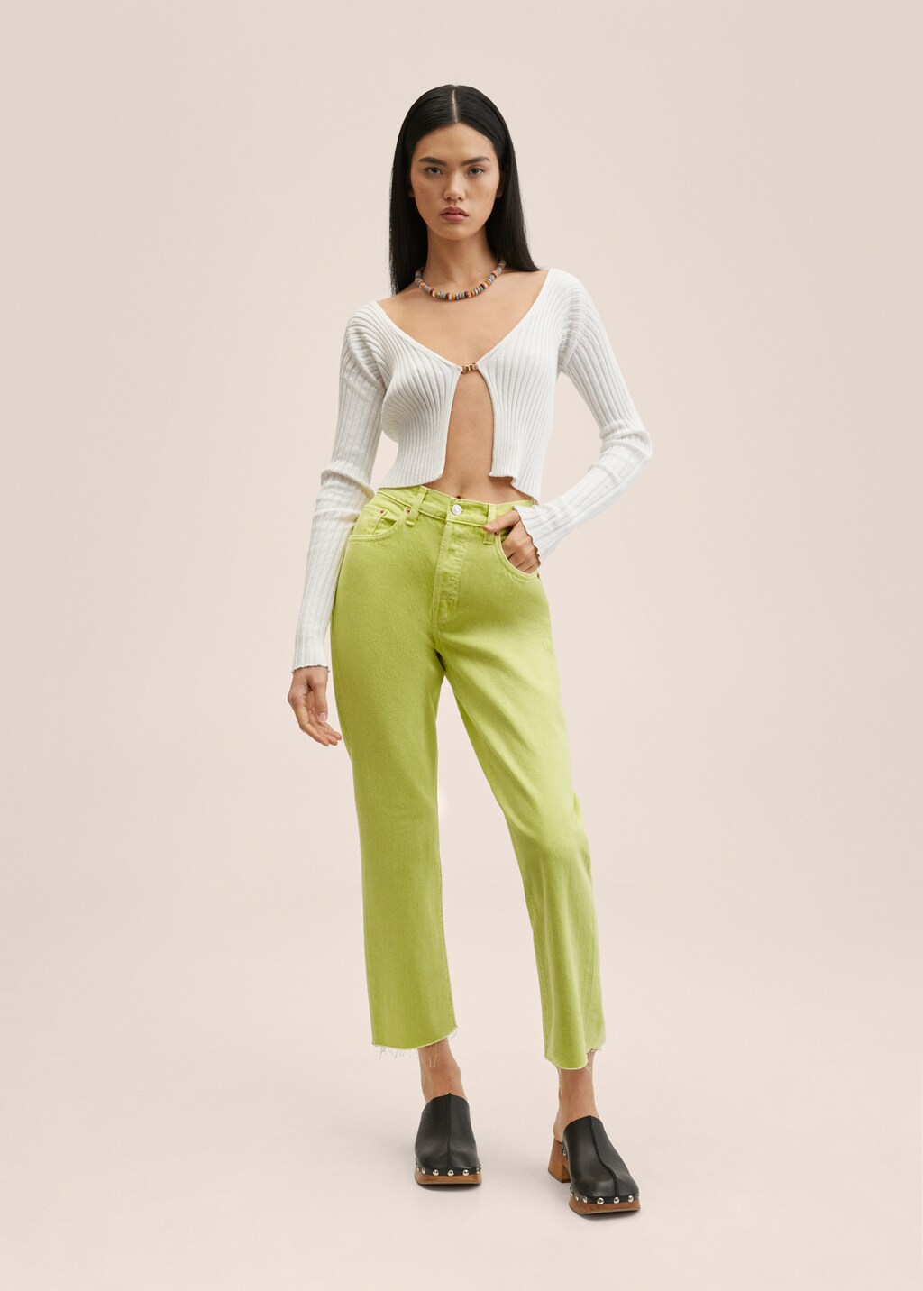 Highwaist straight cropped jeans - General plane