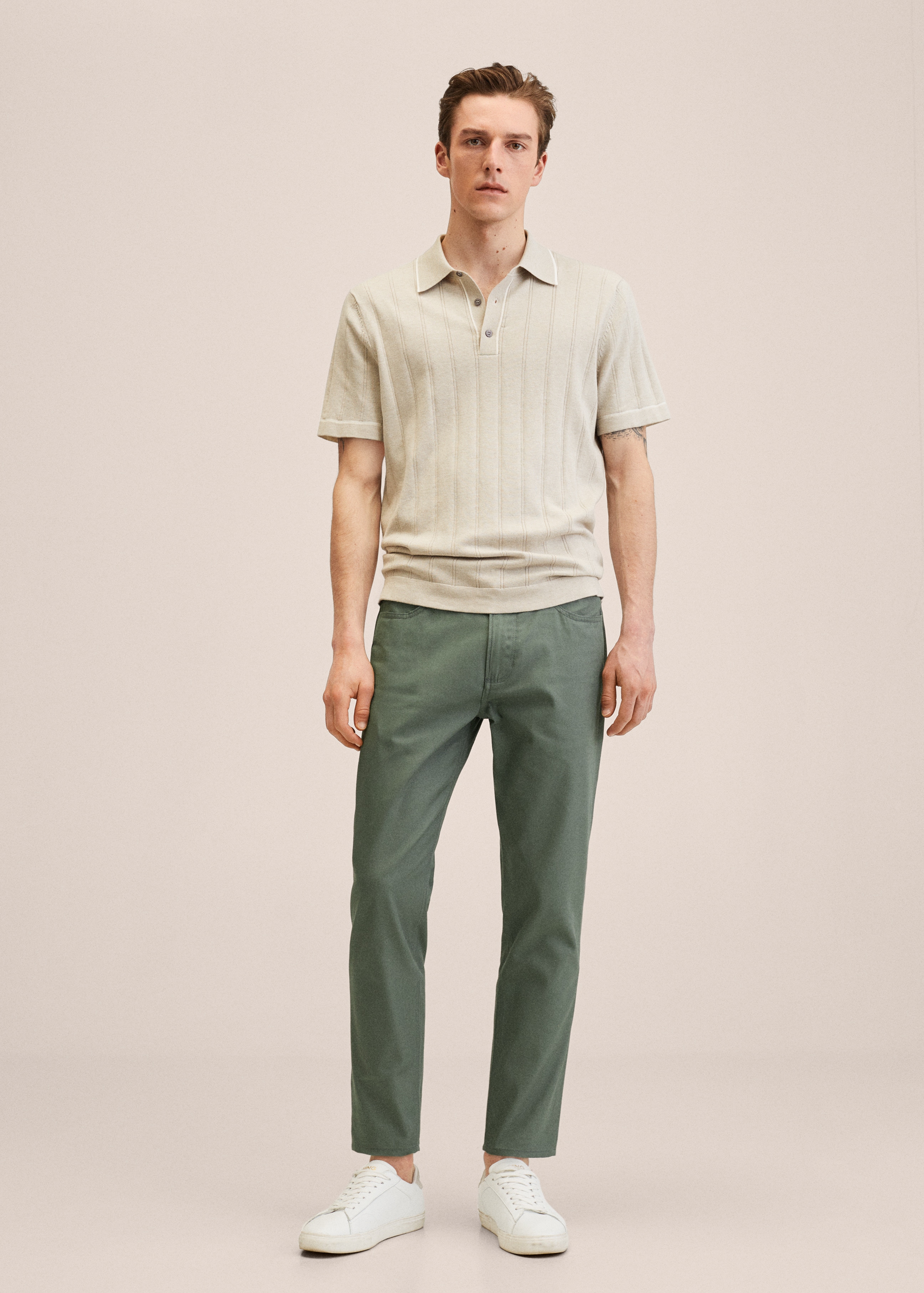 Tapered-fit cotton trousers - General plane