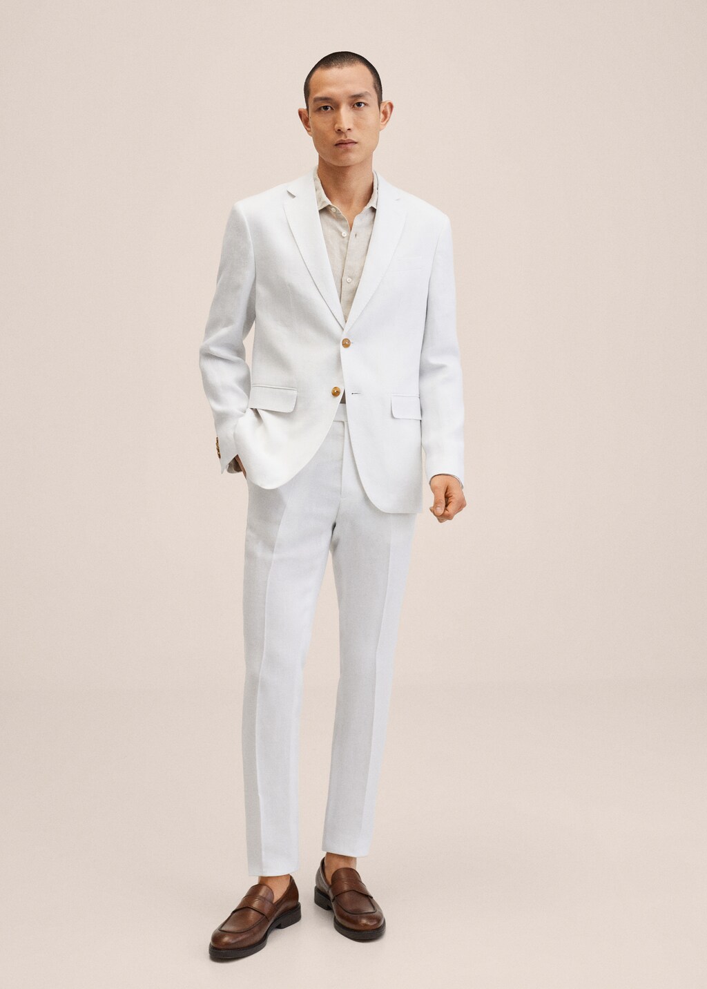 Slim fit linen suit blazer - General plane